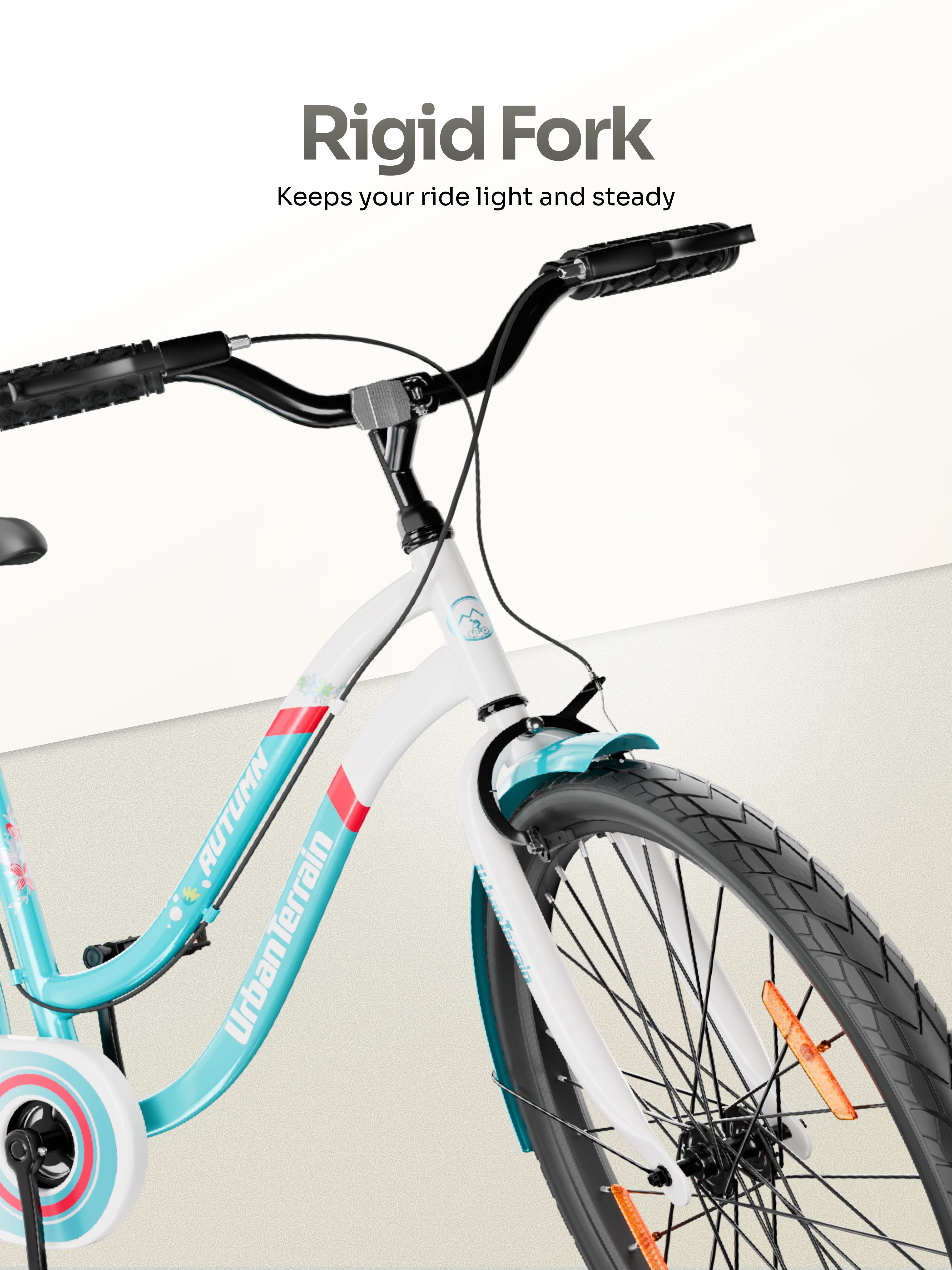 Autumn Women Cycle Steel 26 inch Tyre Single Speed With Single Wall Rim, Caliper Brakes and Rigid Fork, Blue