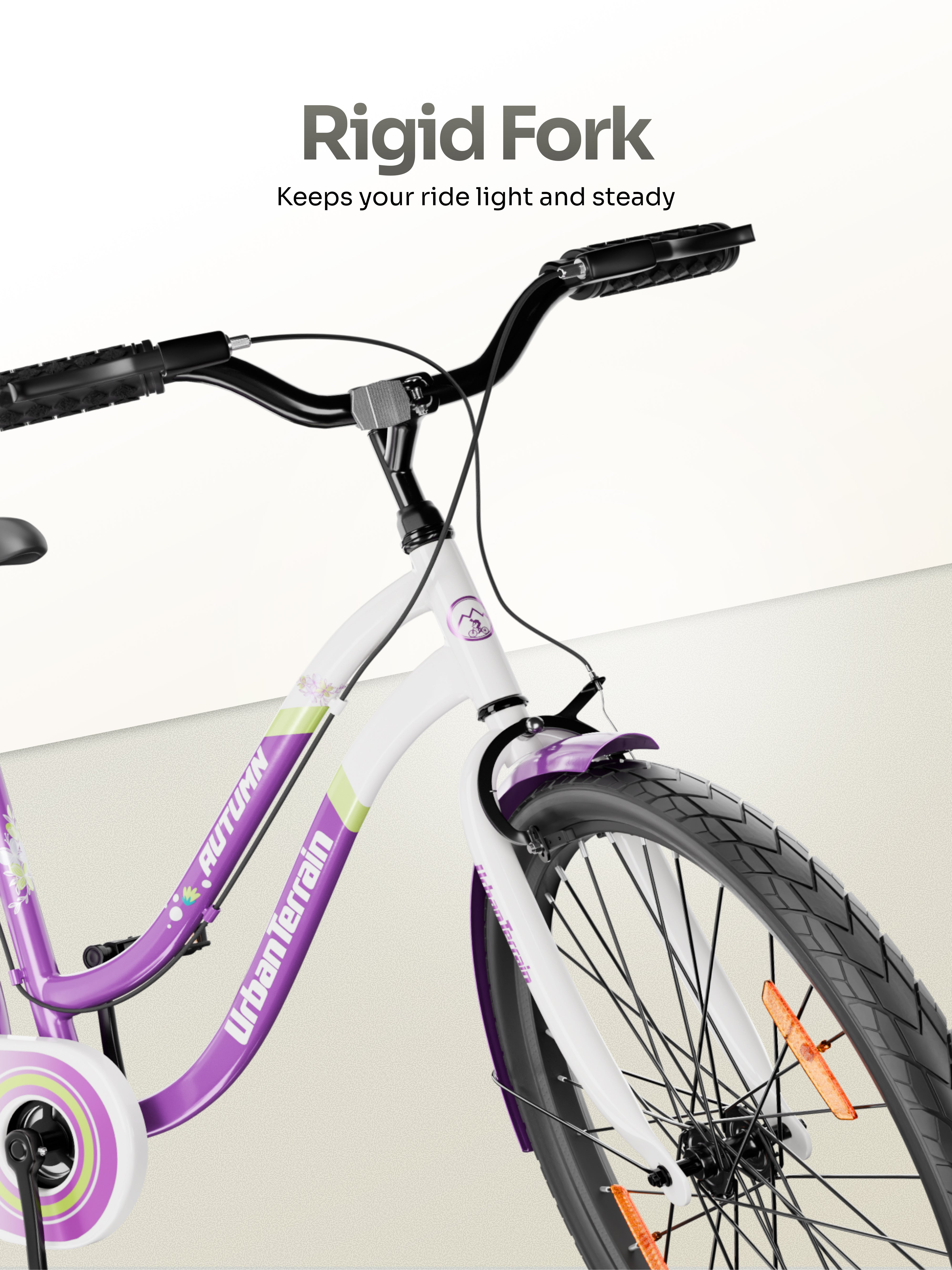 Autumn Women Cycle Steel 26 inch Tyre Single Speed With Single Wall Rim, Caliper Brakes and Rigid Fork, Voilet