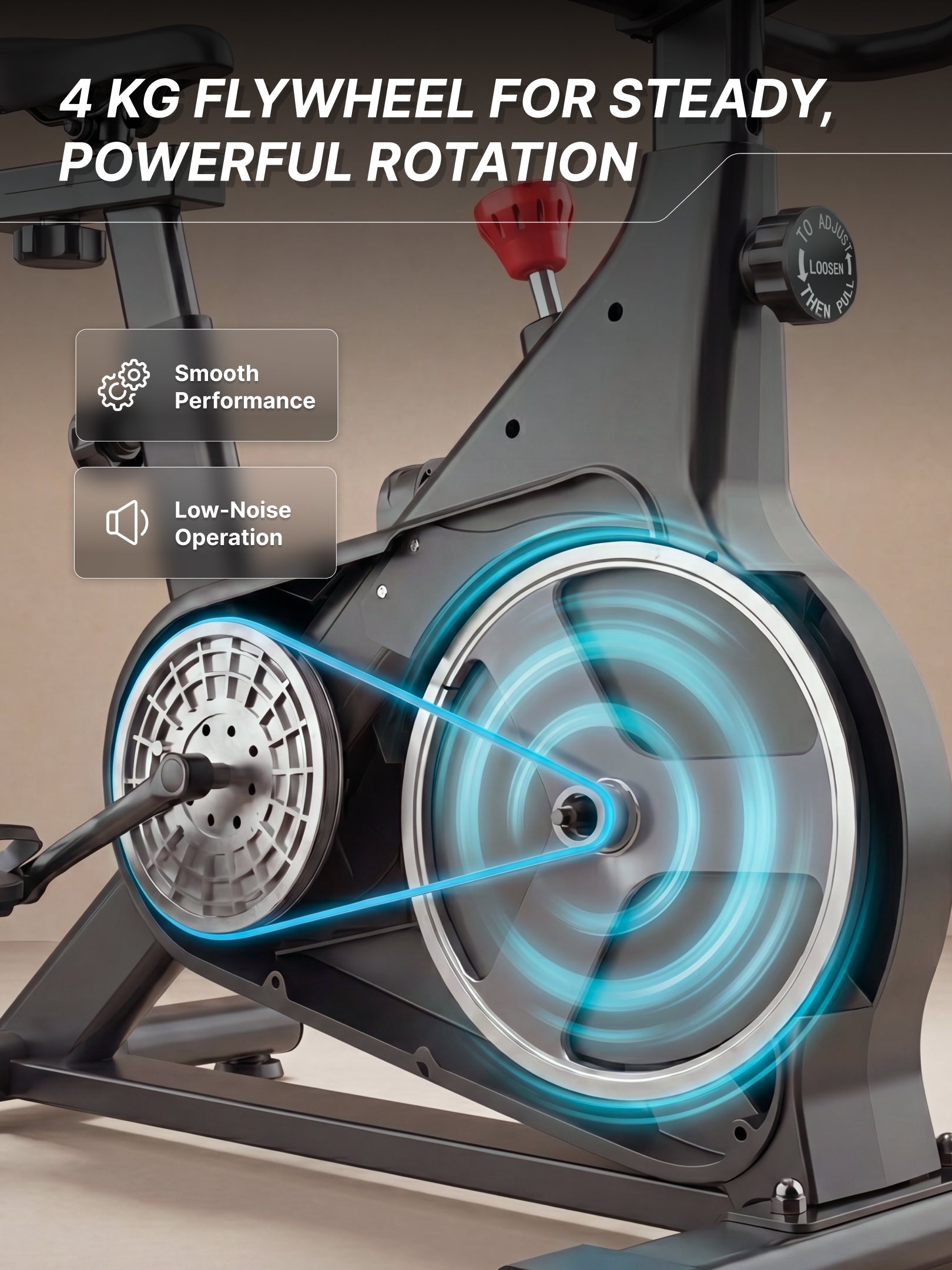 Fitkit by Cult FK8002 Spin Bike with 4 Kg Flywheel, LCD display, Adjustable Brake Pad Resistance with Belt Drive System for Fitness at Home Workouts | Max Weight : 140 kg (Black)
