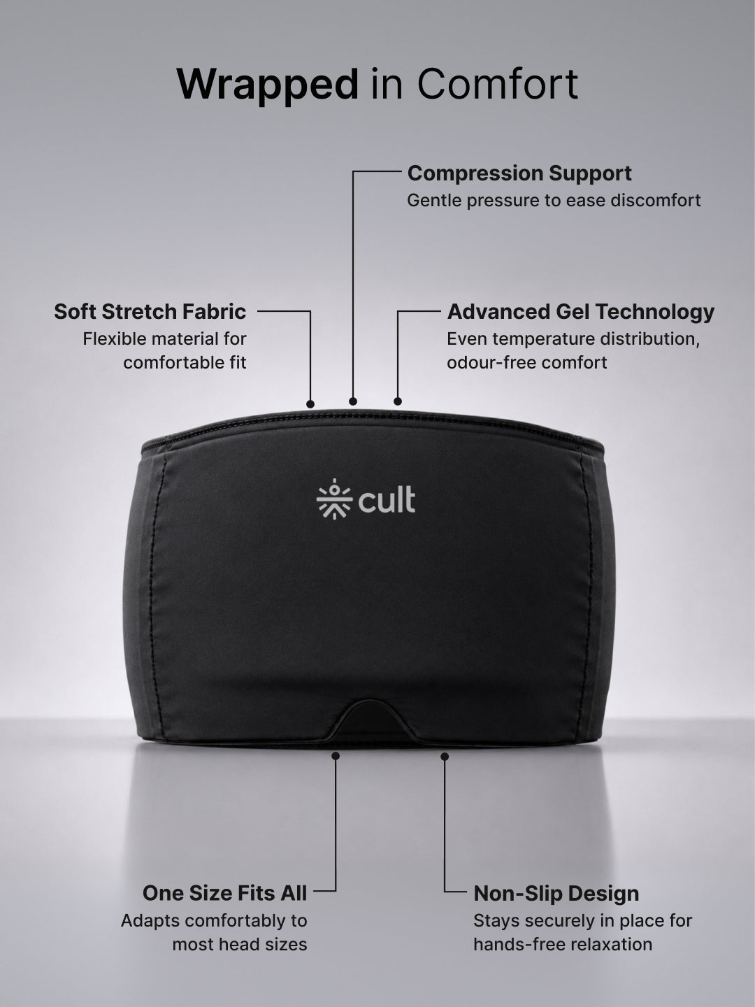 Cult Migraine Relief Cap Hot and Cold Gel Therapy Head Wrap for Migraines, Headaches, Sinus Pressure and Stress Relief
