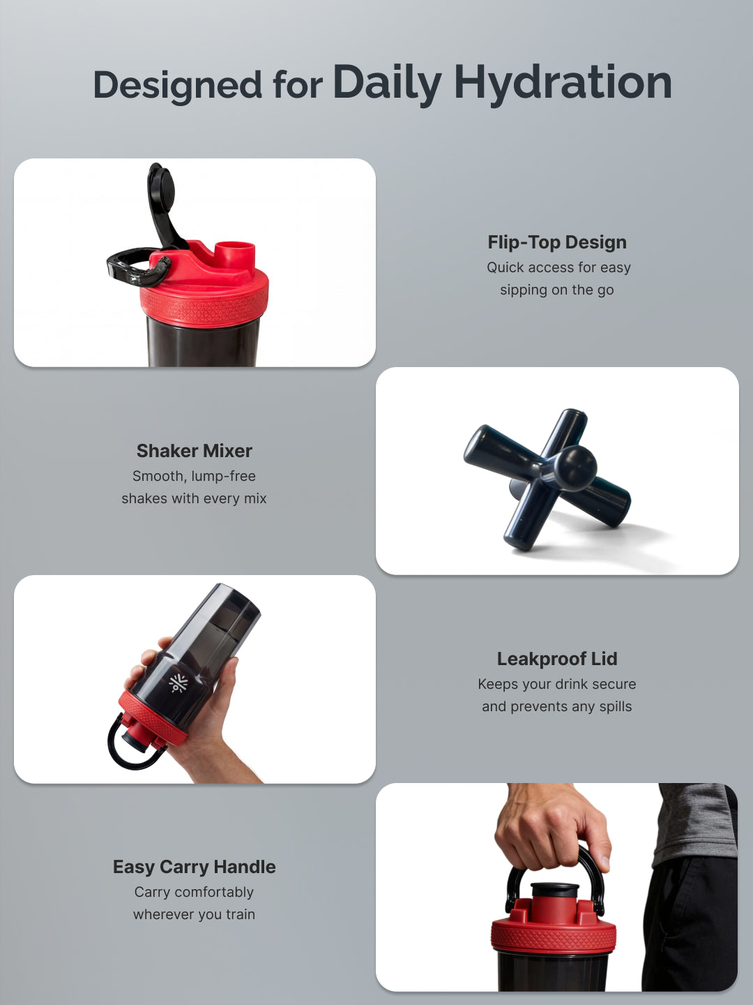 CULT FrostBlend Pro Shaker Bottle 600 ml, Premium Leak-Proof Multipurpose Shaker for Workout & Daily Use Black