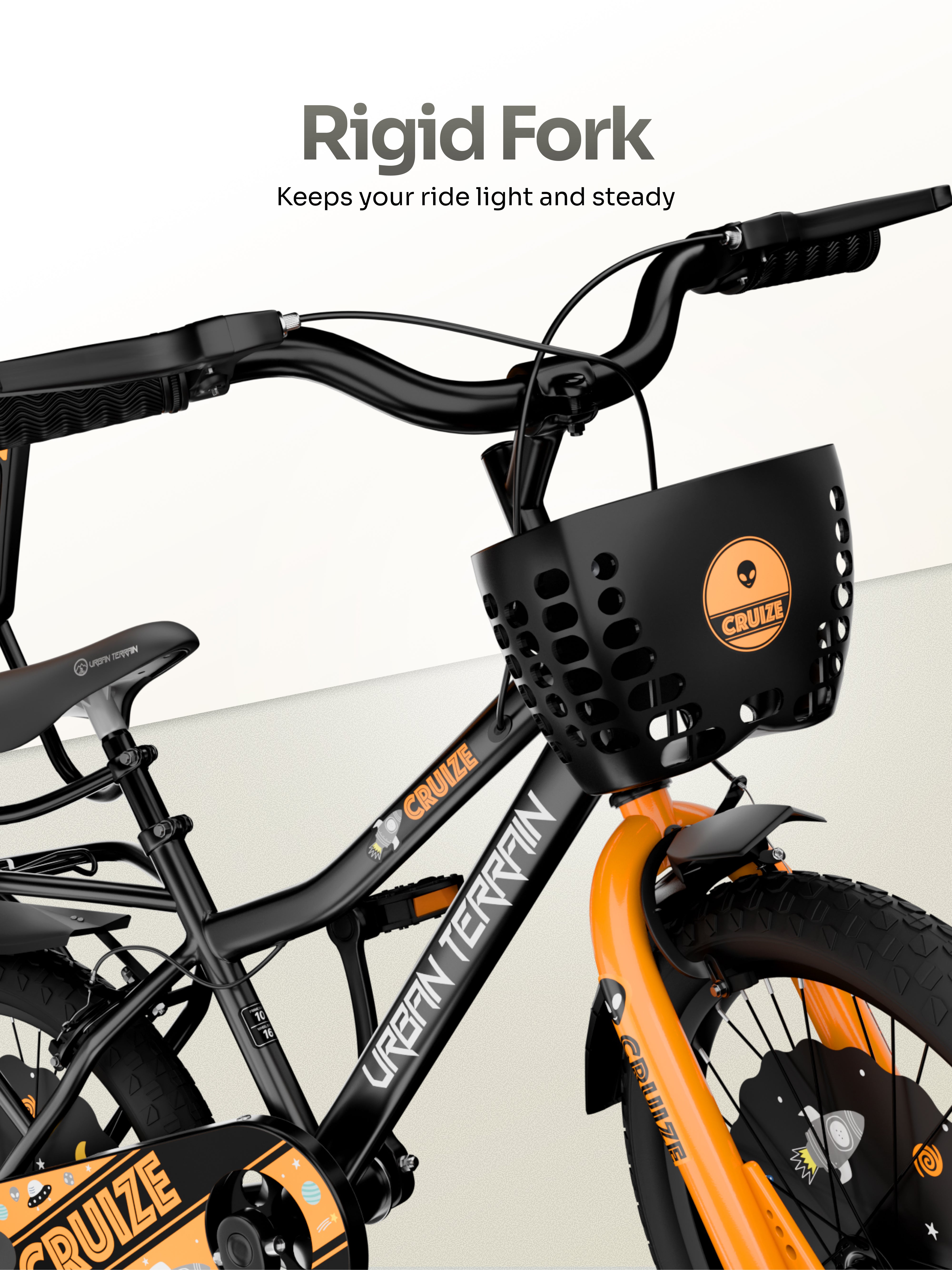 Urban Terrain Cruize 16T Single Speed Kids Cycle, Black