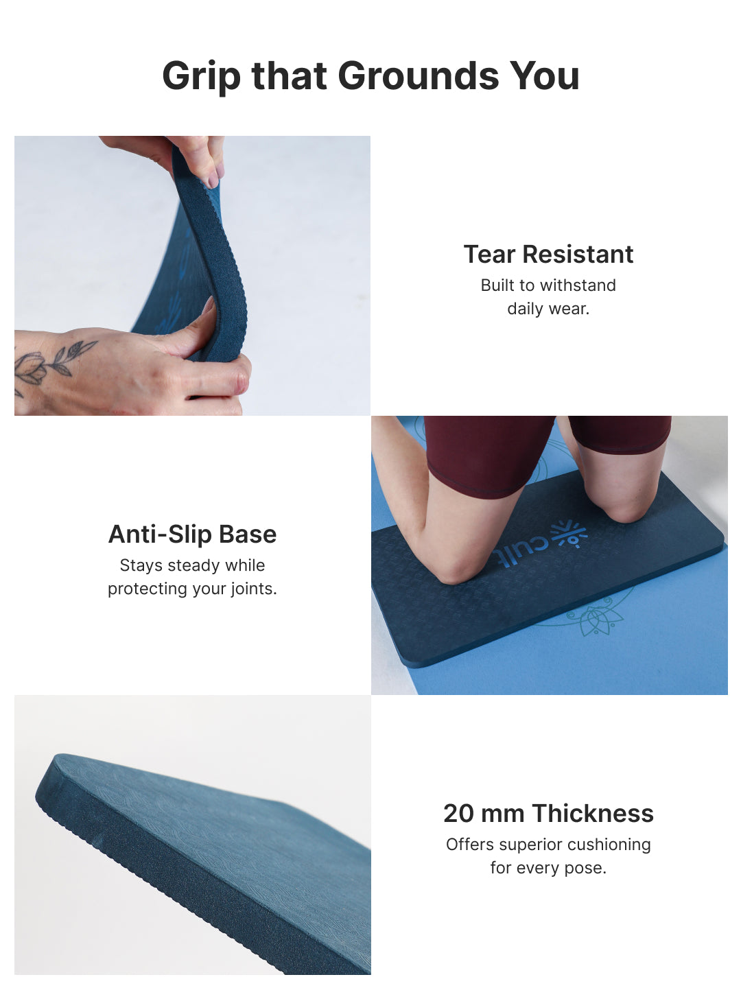 Pack of 2 EVA Yoga Knee Pads 20mm Blue – Non-Toxic, Anti-Skid & Durable