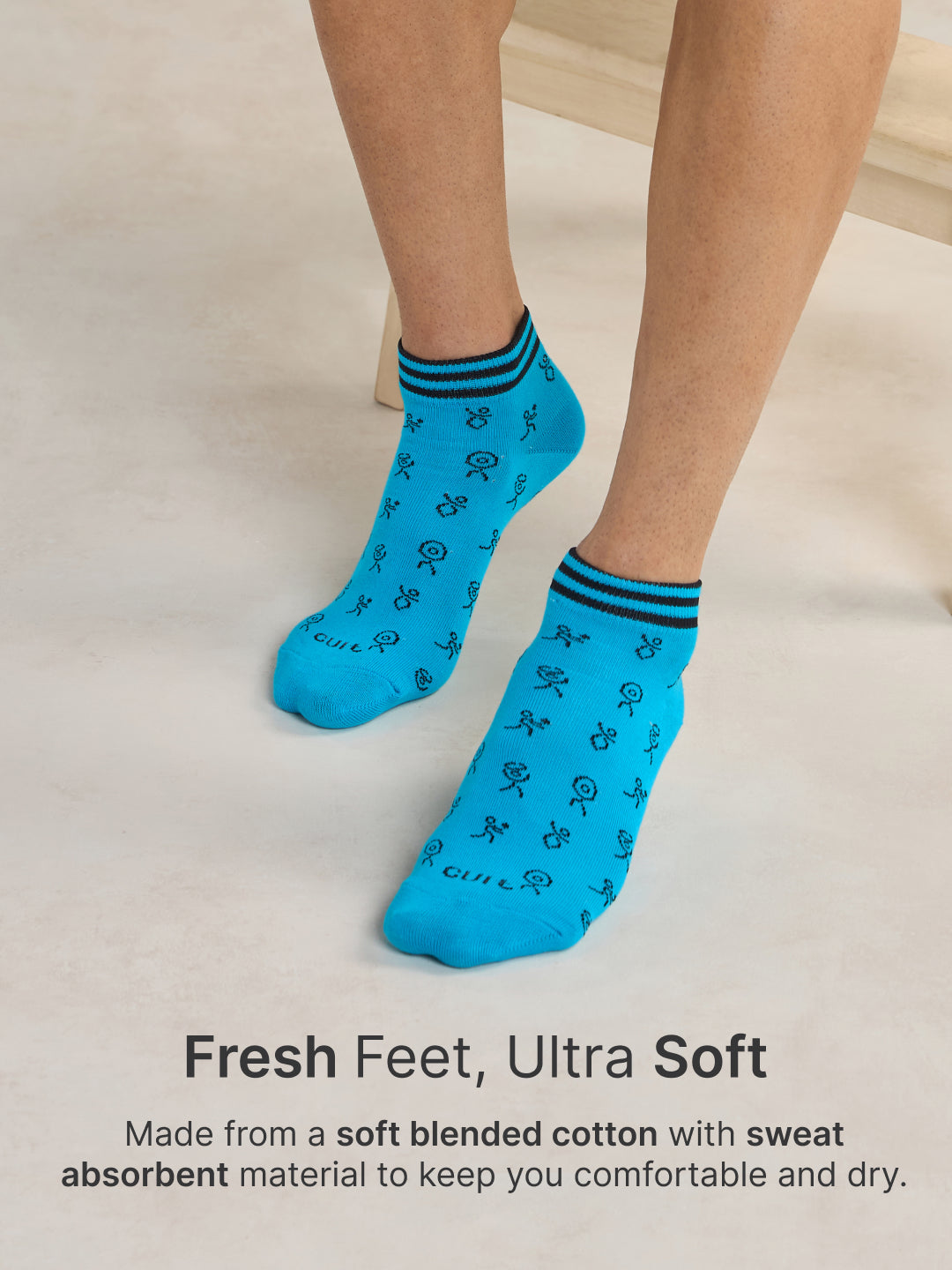 CULT Men's Ankle Length Cotton Socks – Ultra Soft, Breathable & Anti-Microbial – Casual & Sports Socks with Moisture-Absorbent Fabric