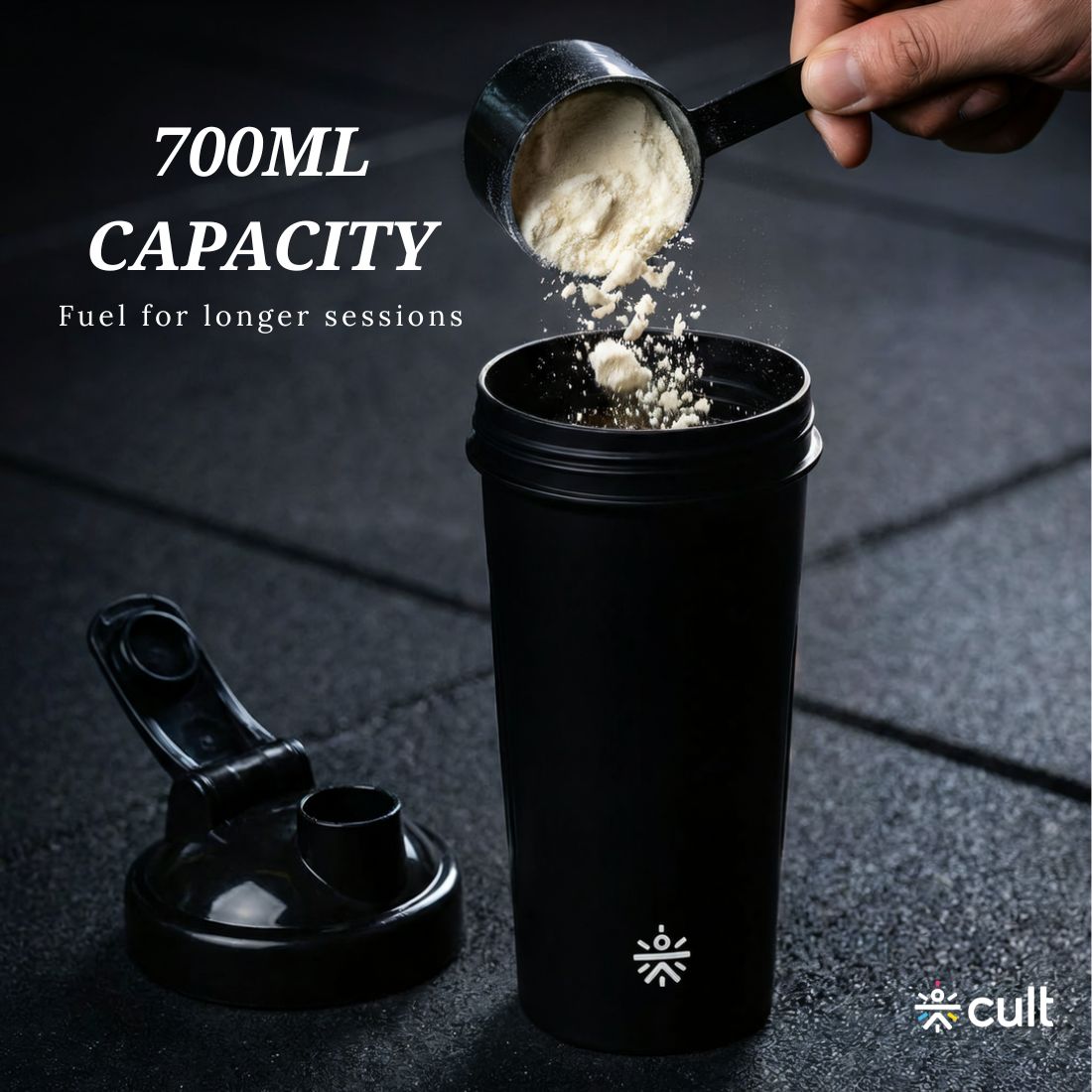 Cult 700ml Shaker Bottle with Blender Ball  Leakproof Protein & Fitness Shaker