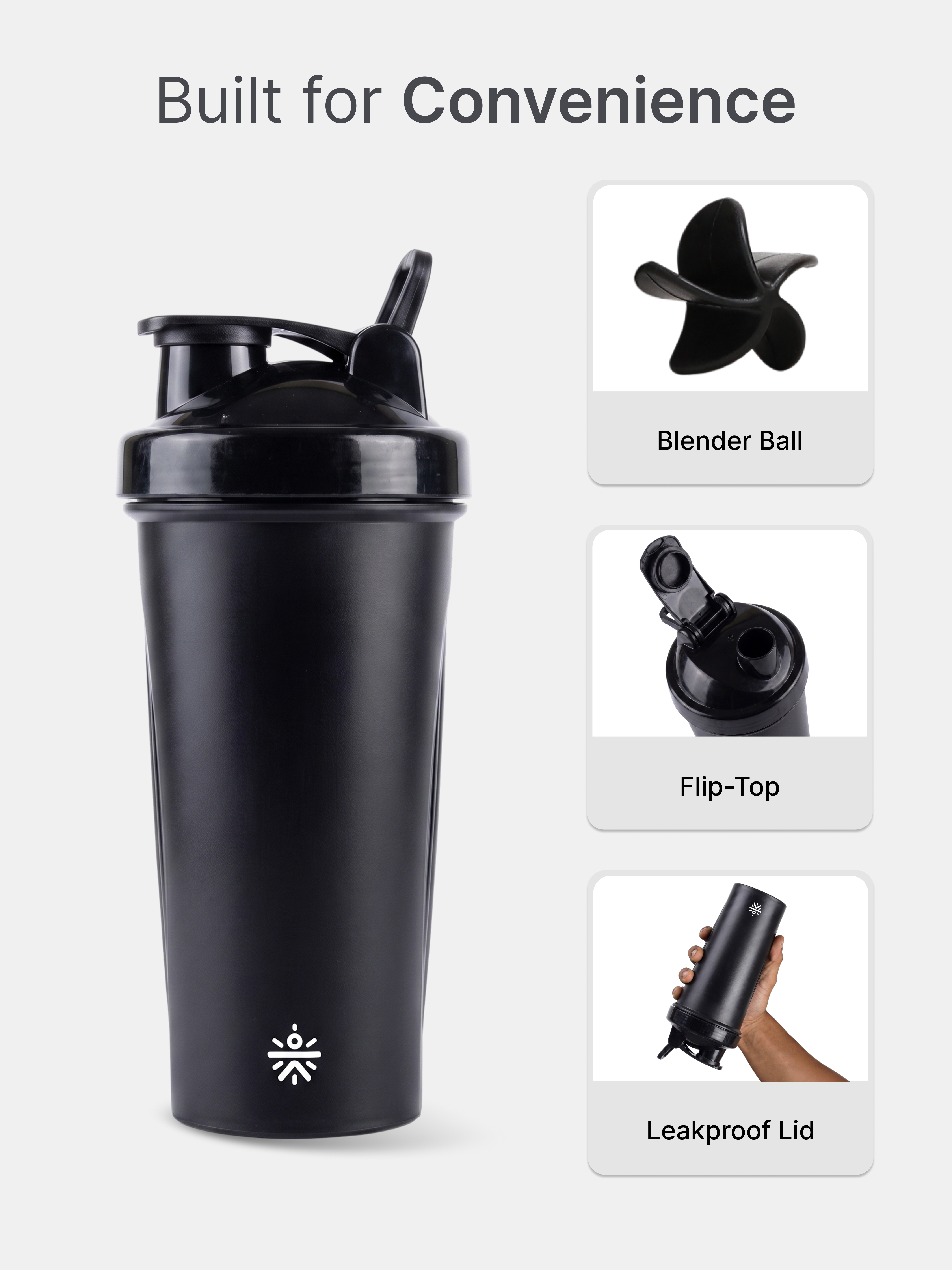 Cult 700ml Shaker Bottle with Blender Ball  Leakproof Protein & Fitness Shaker