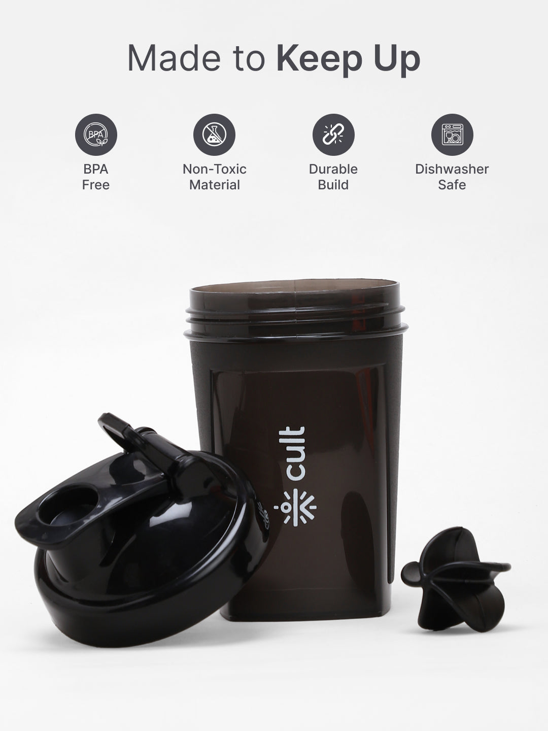 Compact 12L Gym Bag with Shoulder Strap Blue & 500ml Shaker Bottle with Mixer Ball Black