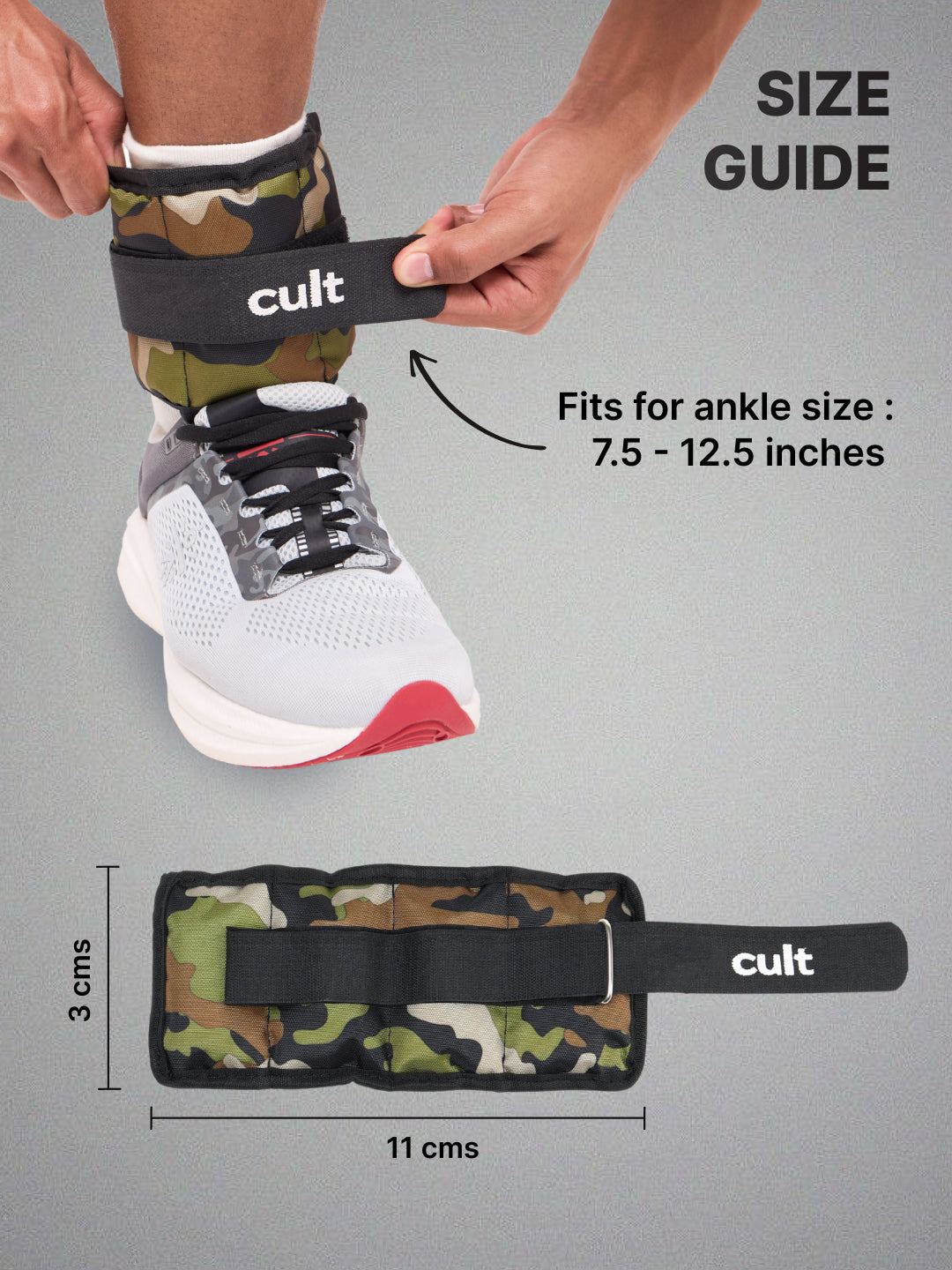 Cult Ankle Weight Bands (Camouflage) | For Gym and Training Resistance Bands for Men & Women | Wrist Ankle | Fitness Band | Finest-Quality | Fixed Weight | Multi-Purpose (0.5 kg X 2)