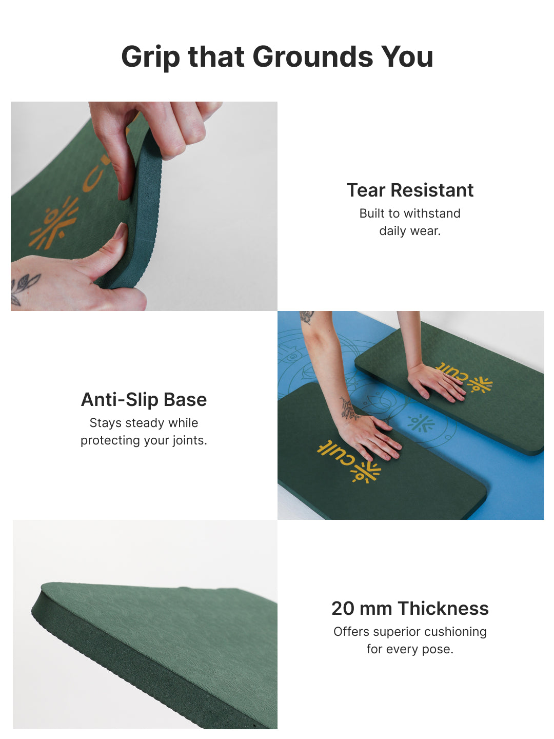 Pack of 2 EVA Yoga Knee Pads 20mm Green– Non-Toxic, Anti-Skid & Durable