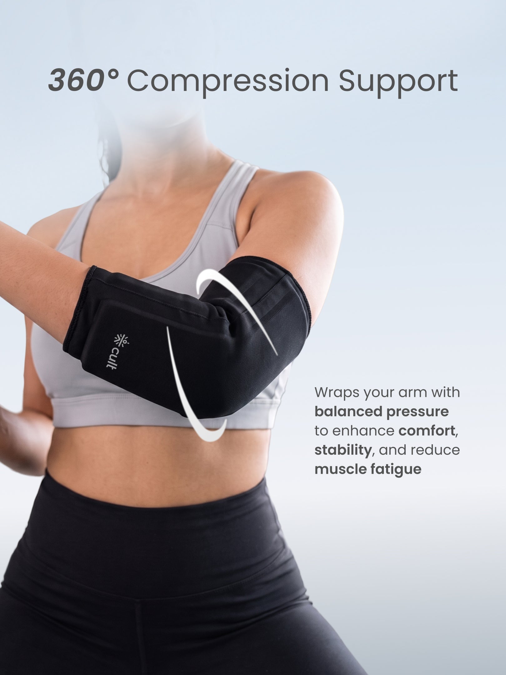 CULT Gel Arm Sleeve for Men & Women | Compression Elbow Support Brace for Gym Workout, Sports & Cycling | UV Sun Protection & Muscle Recovery Guard (Black, L-XL)