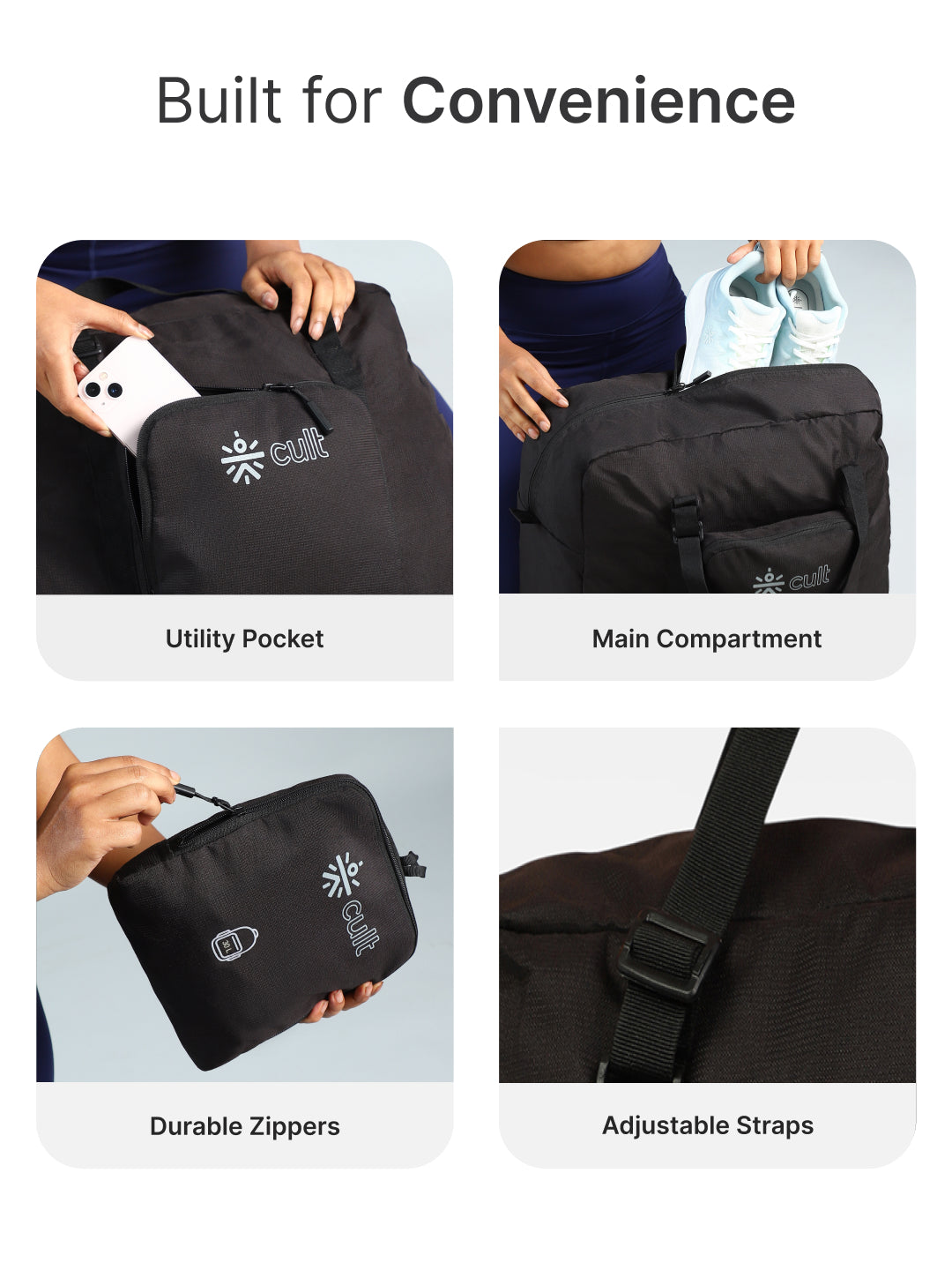 cult Foldable Duffle Bag  30L Black