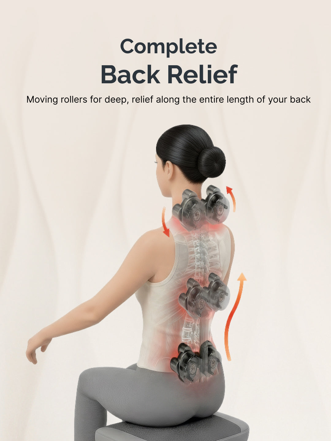 Cult Deep Relief Full Back Massager with Moving Rollers, 3-Intensity Heat & 4 Modes | Shiatsu Deep Tissue Relief for Neck & Lumbar | Home & Car Adapters (Black)