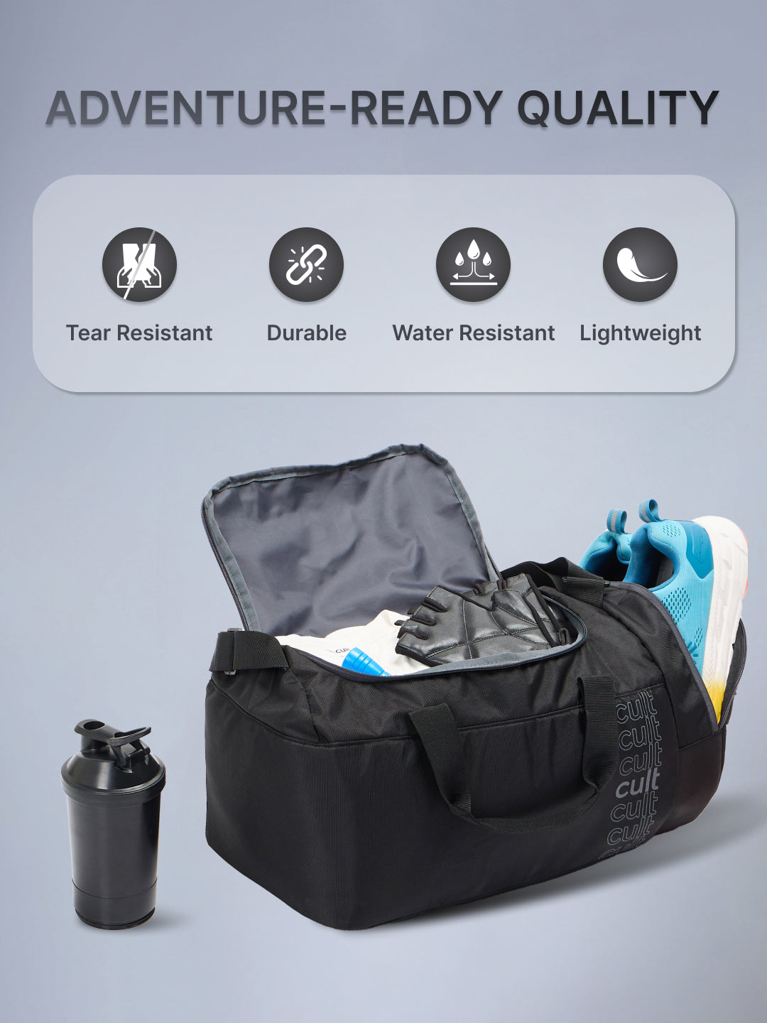 Buy Cult Unisex Black Duffle Bag with Shoe Compartment Online in