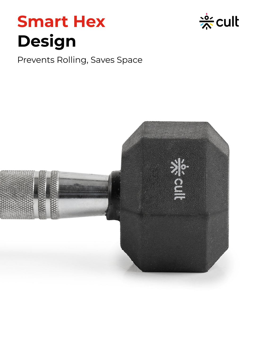 Cult 2.5Kg Hex Dumbbells For Home & Gym Exercises, Set of 2, (Black)