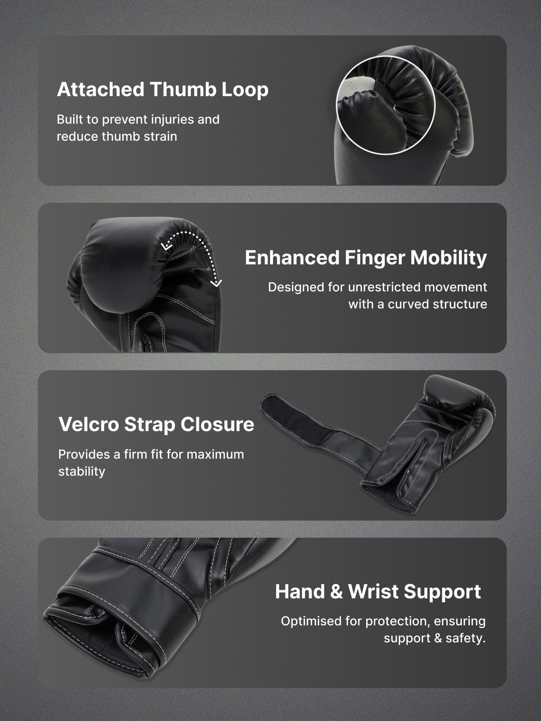 cult Neo PU Boxing Gloves for Men & Women Foam Padding Thickness 25mm Punching Bag Gloves for Boxing, Training, Kickboxing, Muay Thai, MMA Black