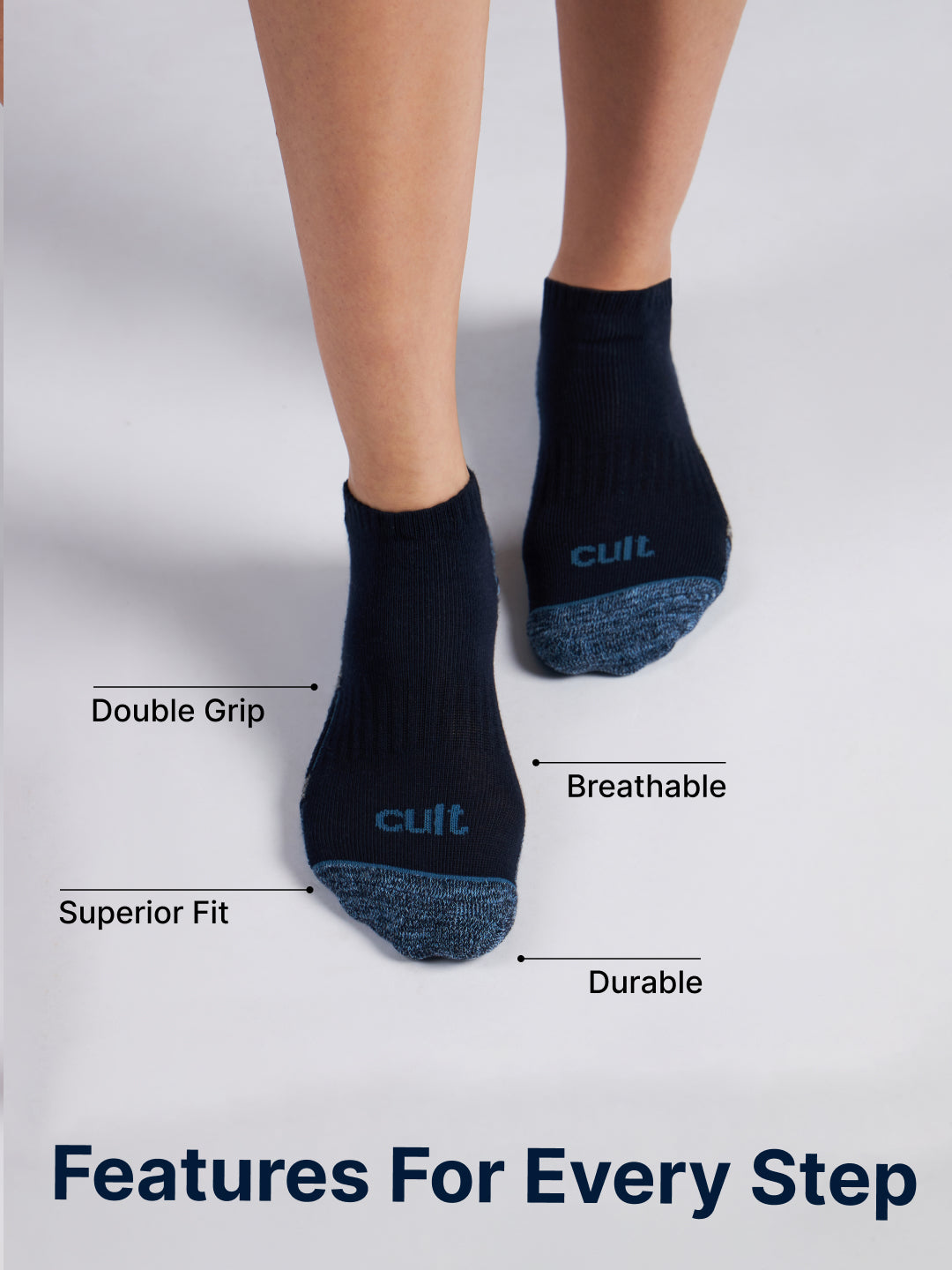 Sports Low Ankle Cotton Pack of 3 Grey,White & Black Socks Women