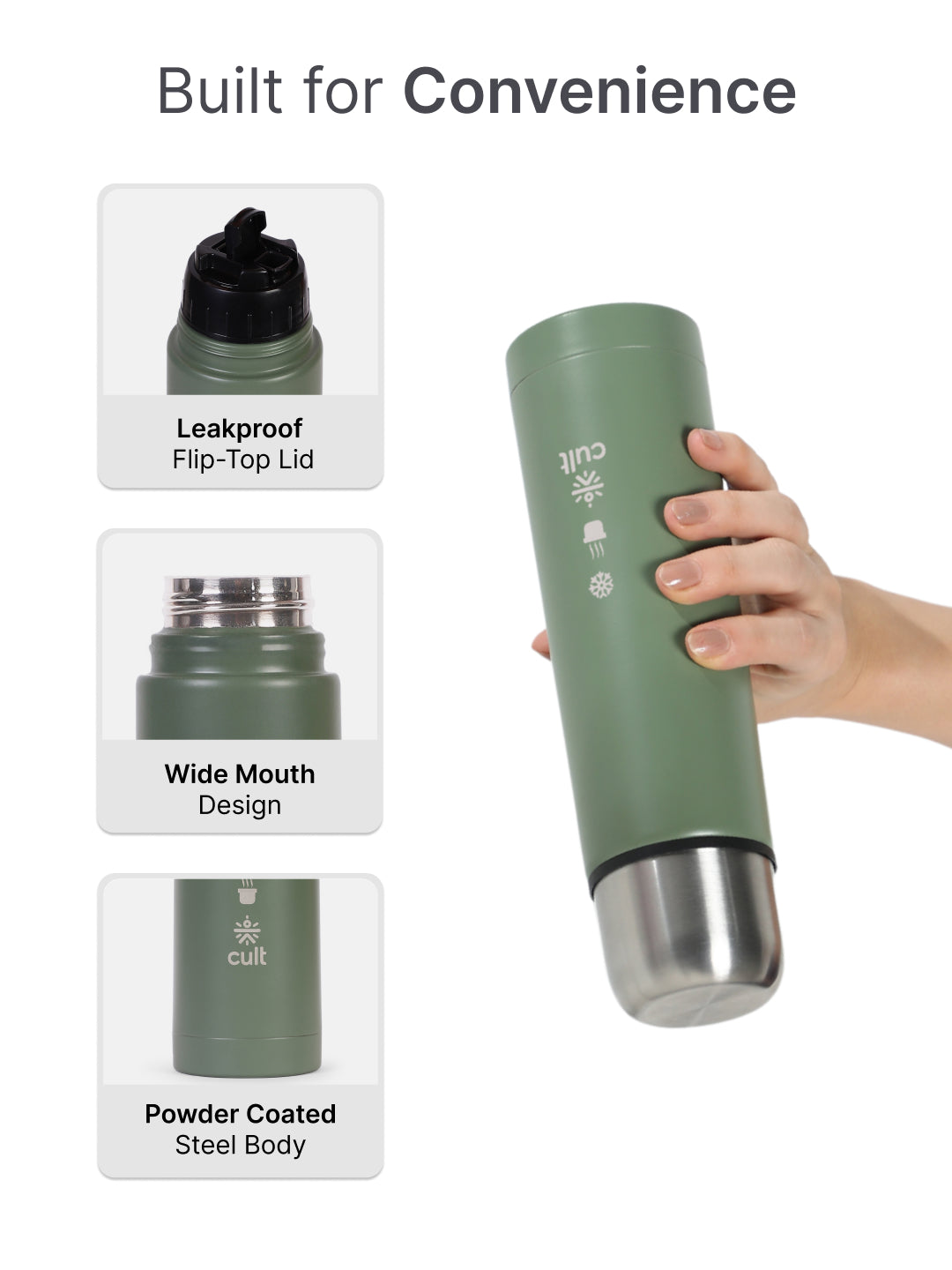 cult Stainless Steel Vacuum Bottle 500 ML Double Wall Insulated Thermos