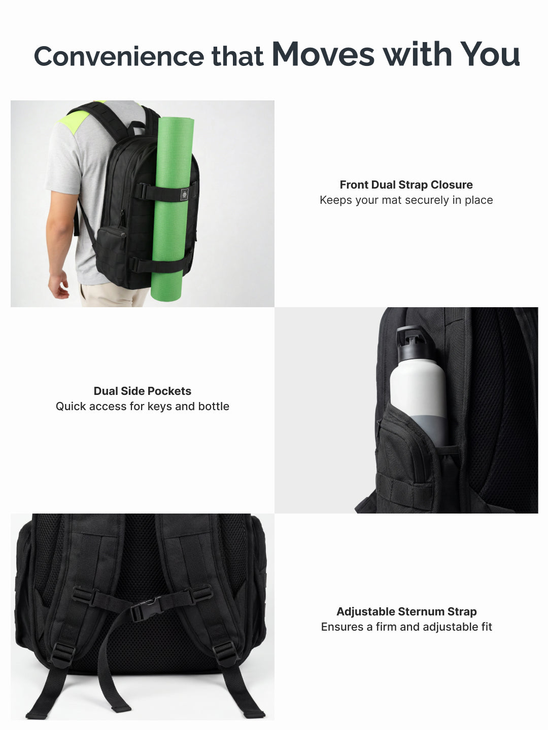 Cult 35L Multi-Compartment Backpack  Gym, Travel and Laptop Backpack with Yoga Mat Holder