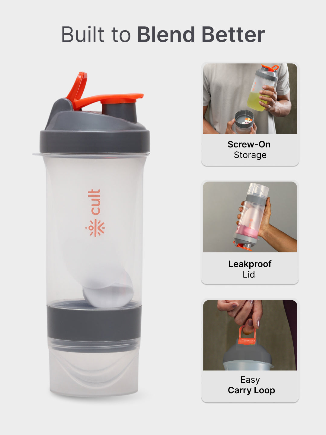 cult Spider Shaker 3 Compartment Orange Grey