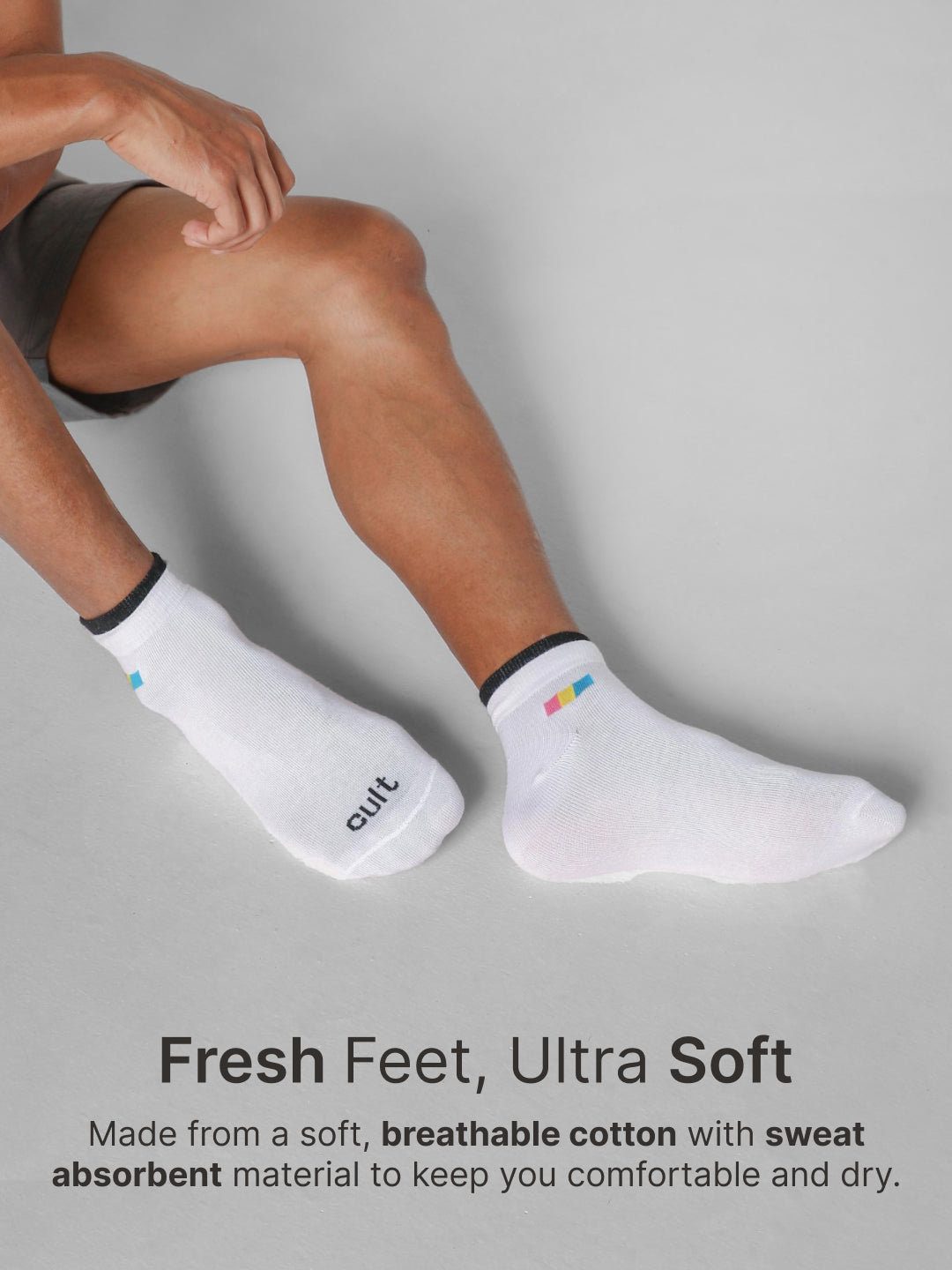 Ankle Length Sports Pack of 3 Multicolour Cotton Blend Men Socks Breathable, Sweat-Absorbent & Comfortable