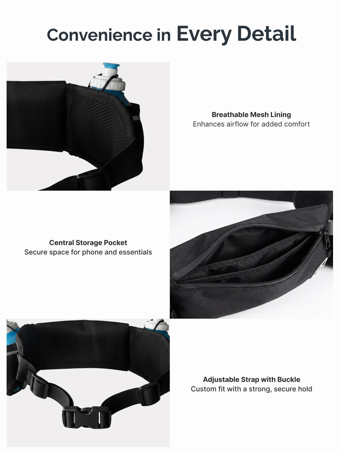 Cult Running Hydration Waist Bag with Dual 300 ml Water Bottle with Holders, Phone Pocket & Adjustable Belt