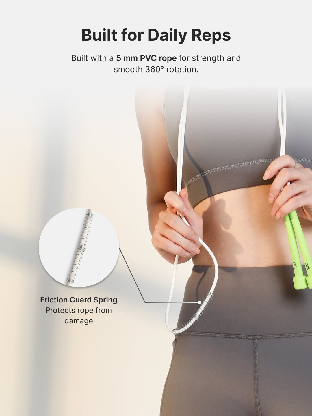 Pencil Skipping Rope for Gym & Home Exercise – Adjustable, Tangle-Free – White