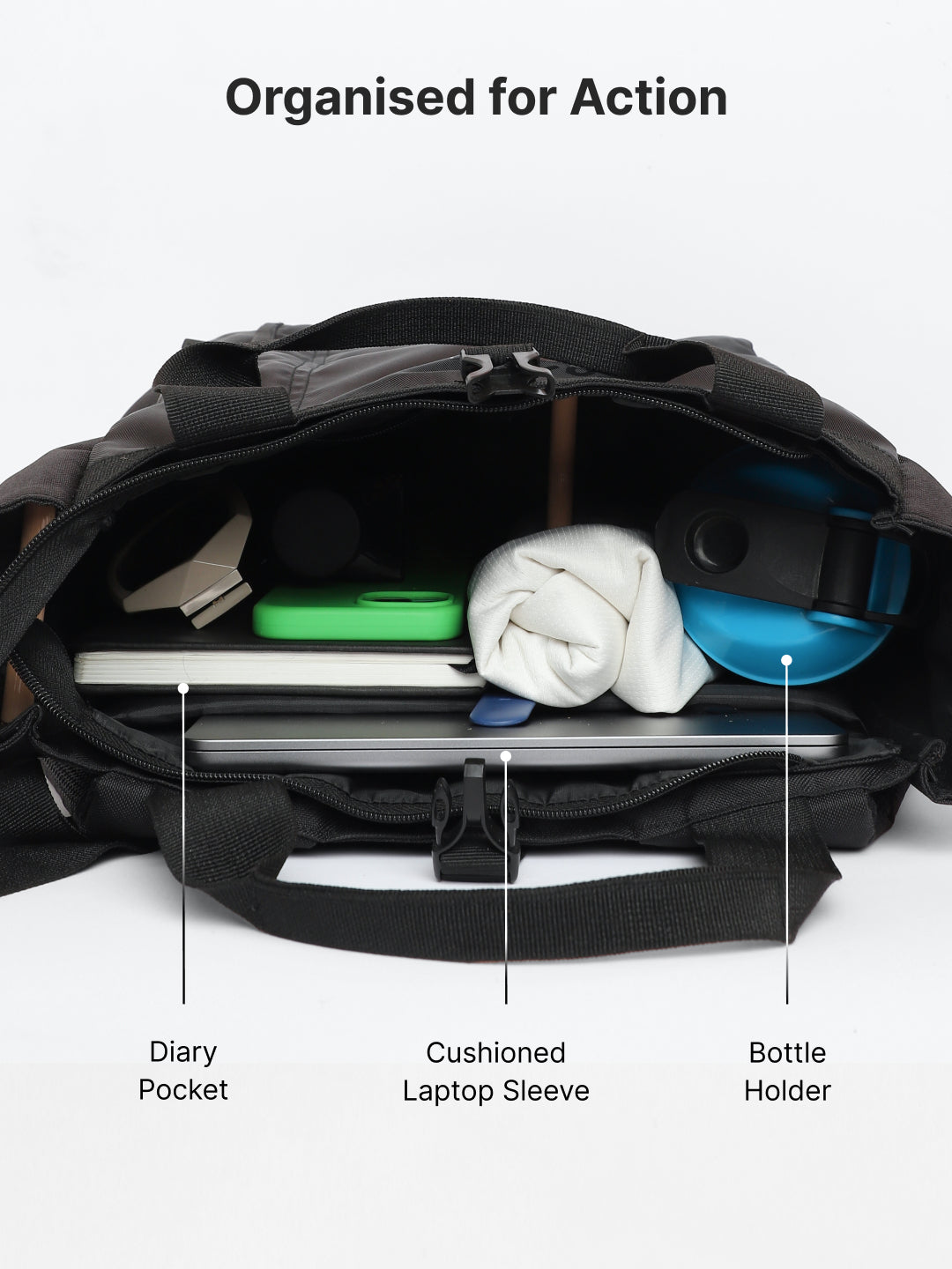 Work to Play Laptop Backpack 35L - Water-Repellent, Multi-Functional Bag with Trolley Sleeve & Shoe Cover Black