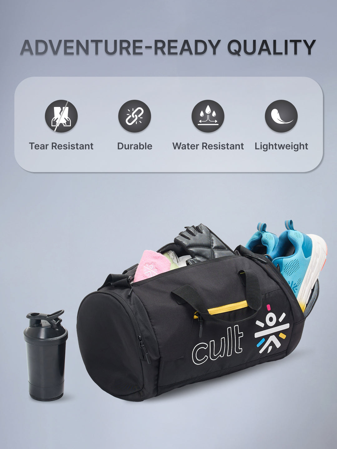 Buy Cult Unisex Black Duffle Bag with Shoe Compartment Online in