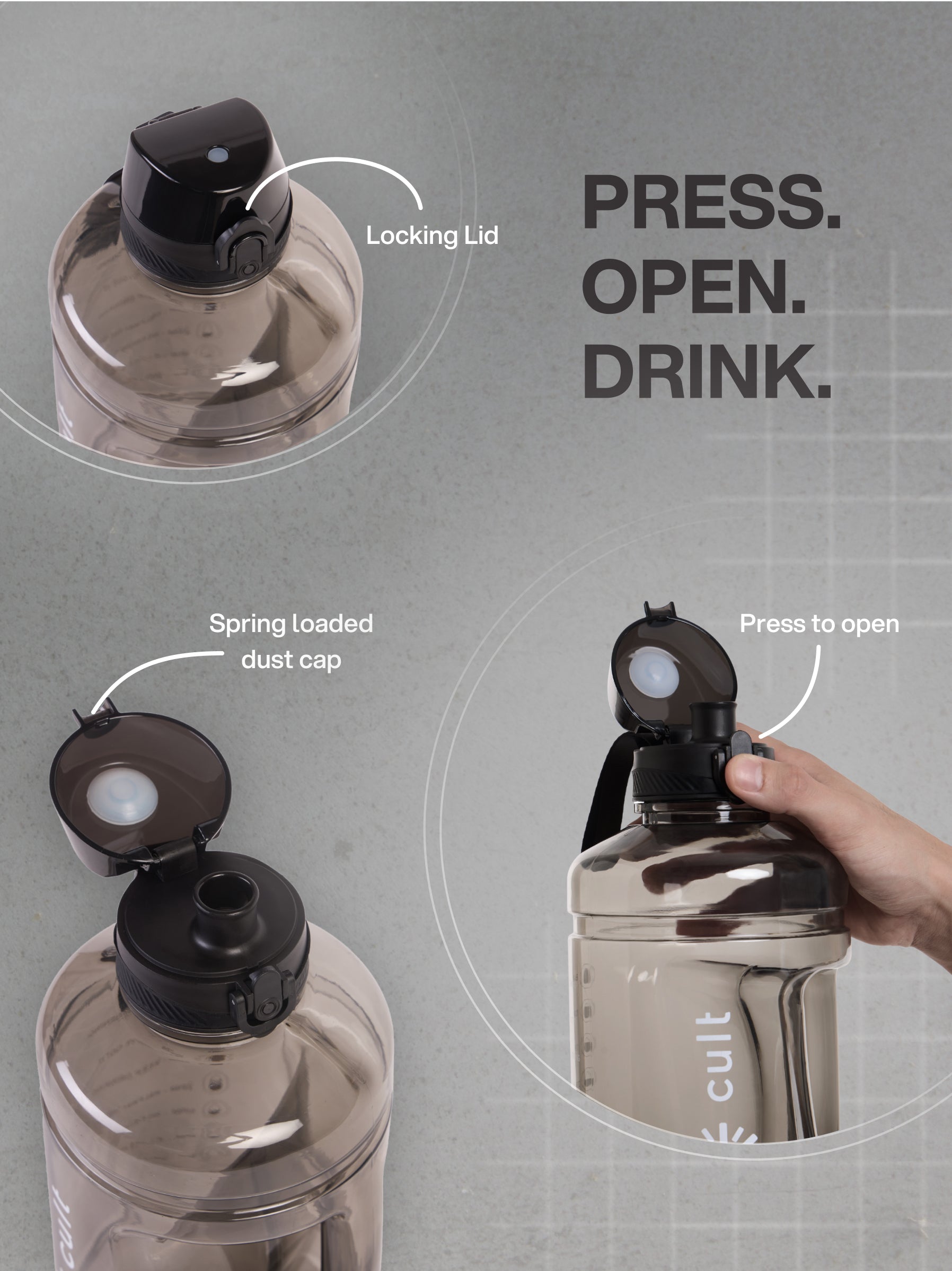 cult 2.2 Litre Water Bottle Gym Gallon Water Bottle Gym Bottles For Men & Women Big Water Bottle Sports Water Bottle Plastic Water Bottle Black