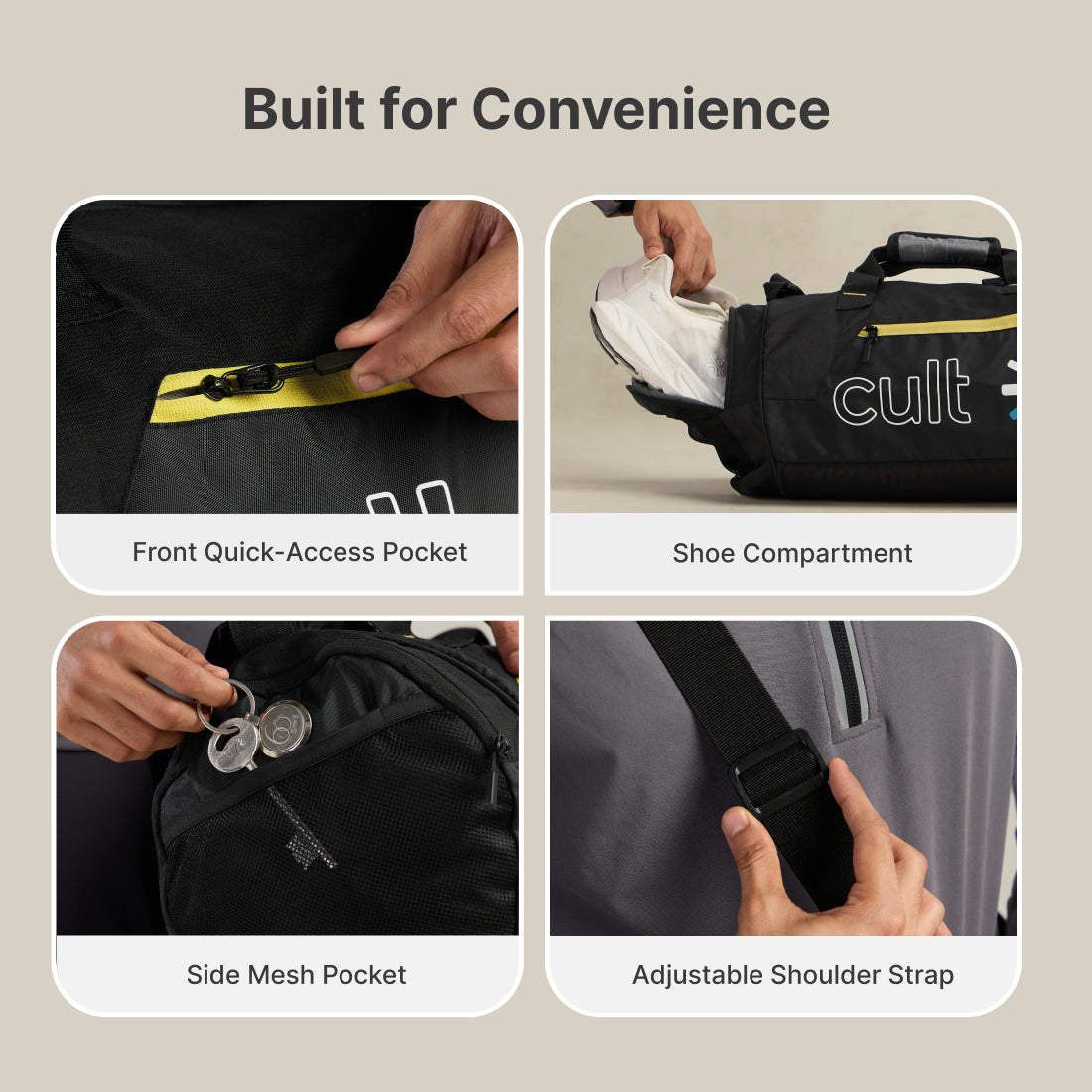 Cult Gym Bag 35Lwith Shaker Bottle 550ml Black