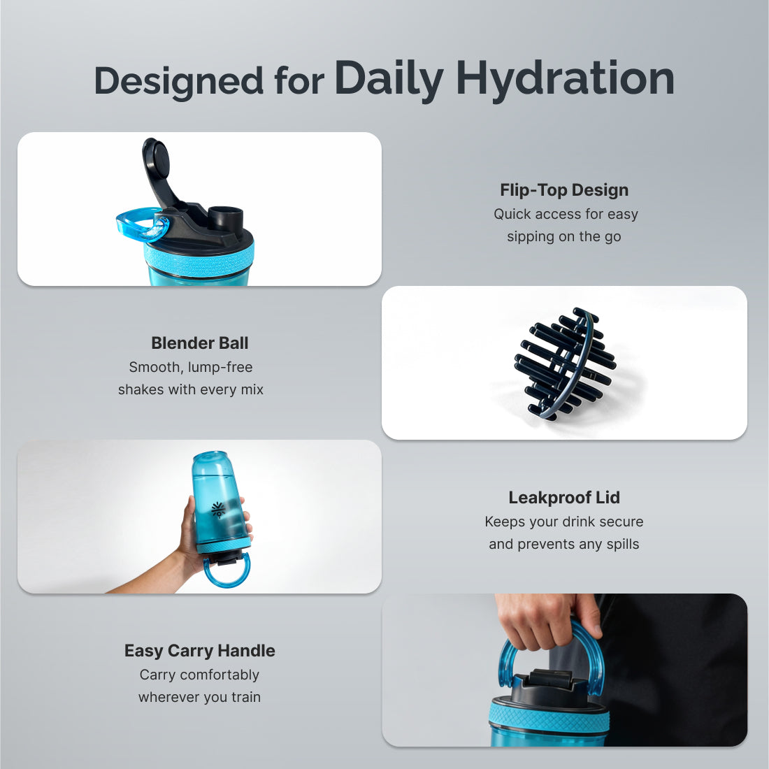 CULT FrostBlend Shaker Bottle 500 ml, BPA-Free Leak-Proof Multipurpose Shaker for Protein & Gym Blue