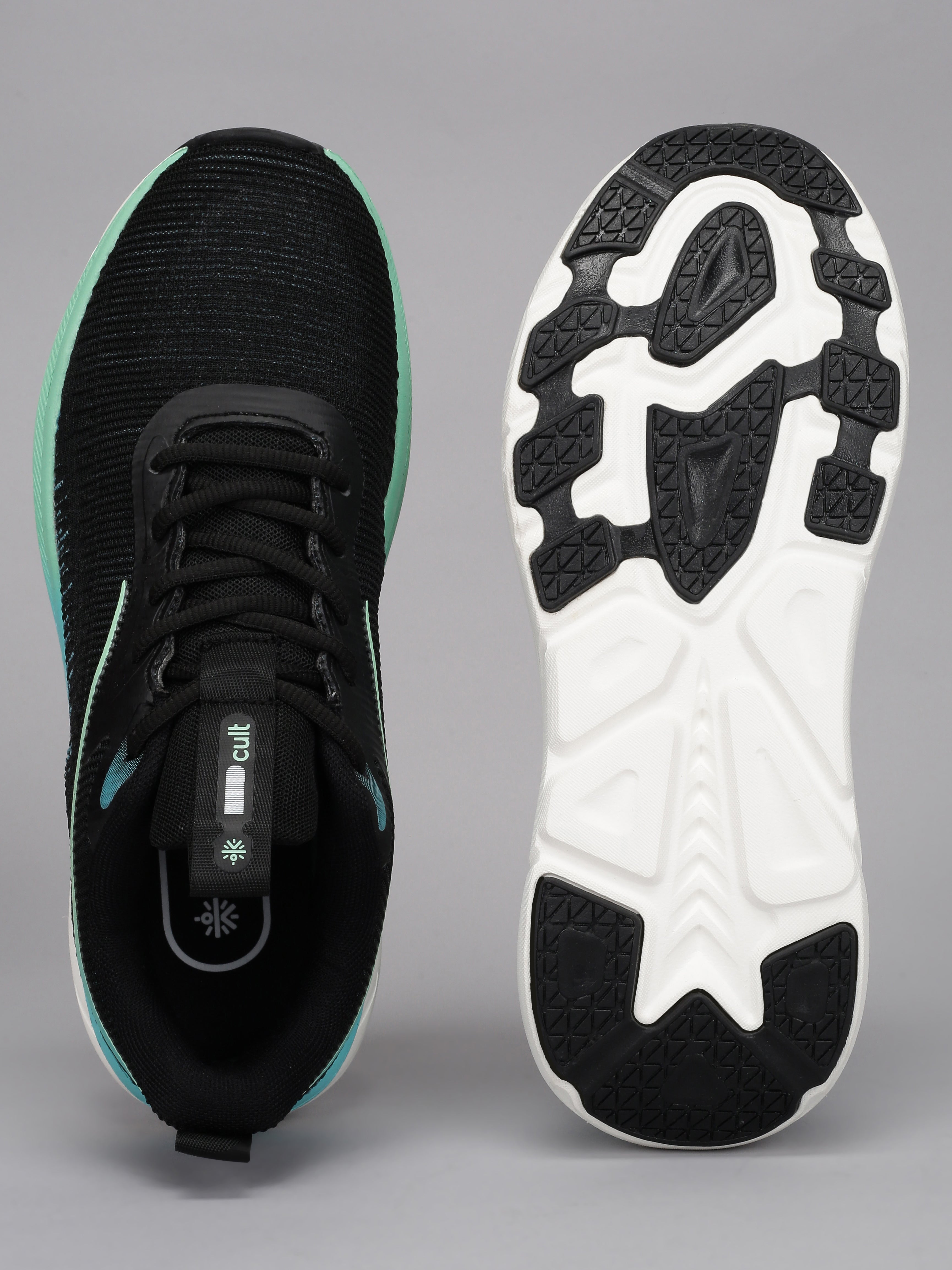 cult Men's Flytor Running Shoes - Black/Sea Green