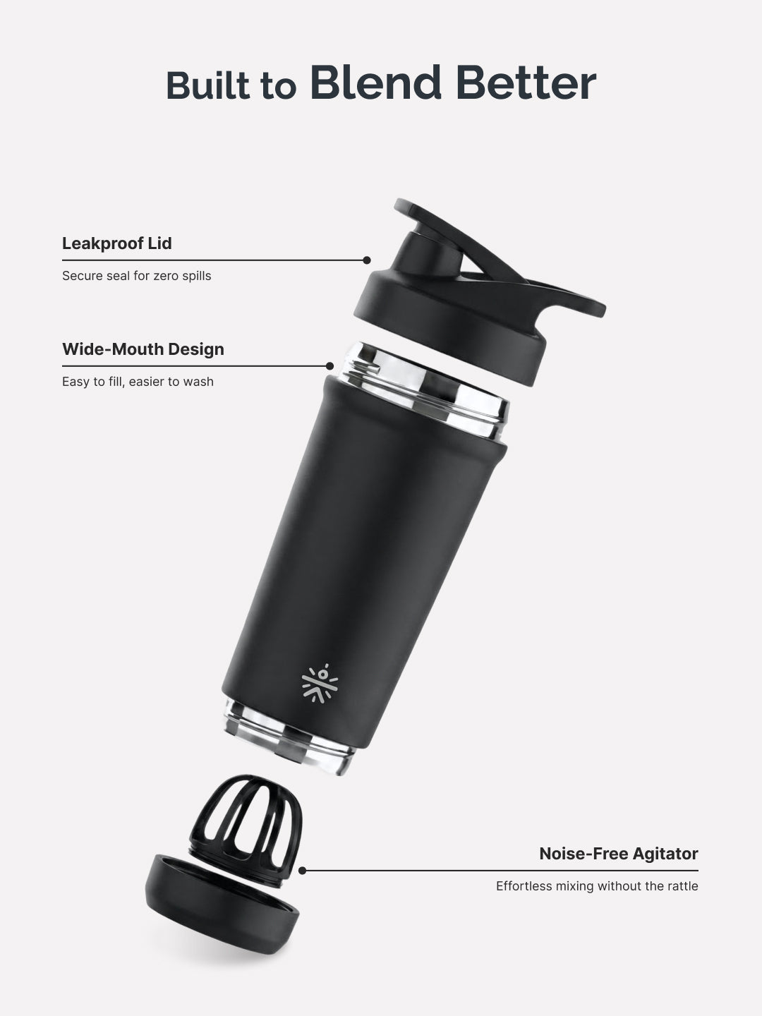 Cult Black Steel Shaker Bottle 700 ml with Bottom Opener – Leakproof & Built for Performance