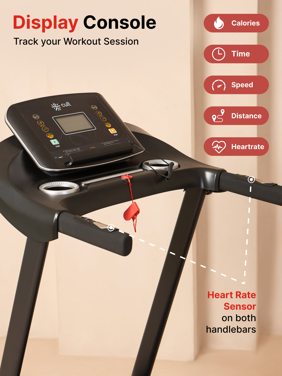 Cultrun S4 4HP Peak Treadmill | 15-level Auto-Incline | Max Weight-120kg | Max Speed-14.8kmph (with 6 months extended warranty)