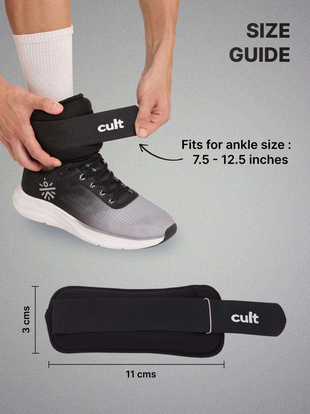 cult Ankle Weight Bands Black For Gym and Training Resistance Bands for Men & Women Pair of 2 (2 kg each)