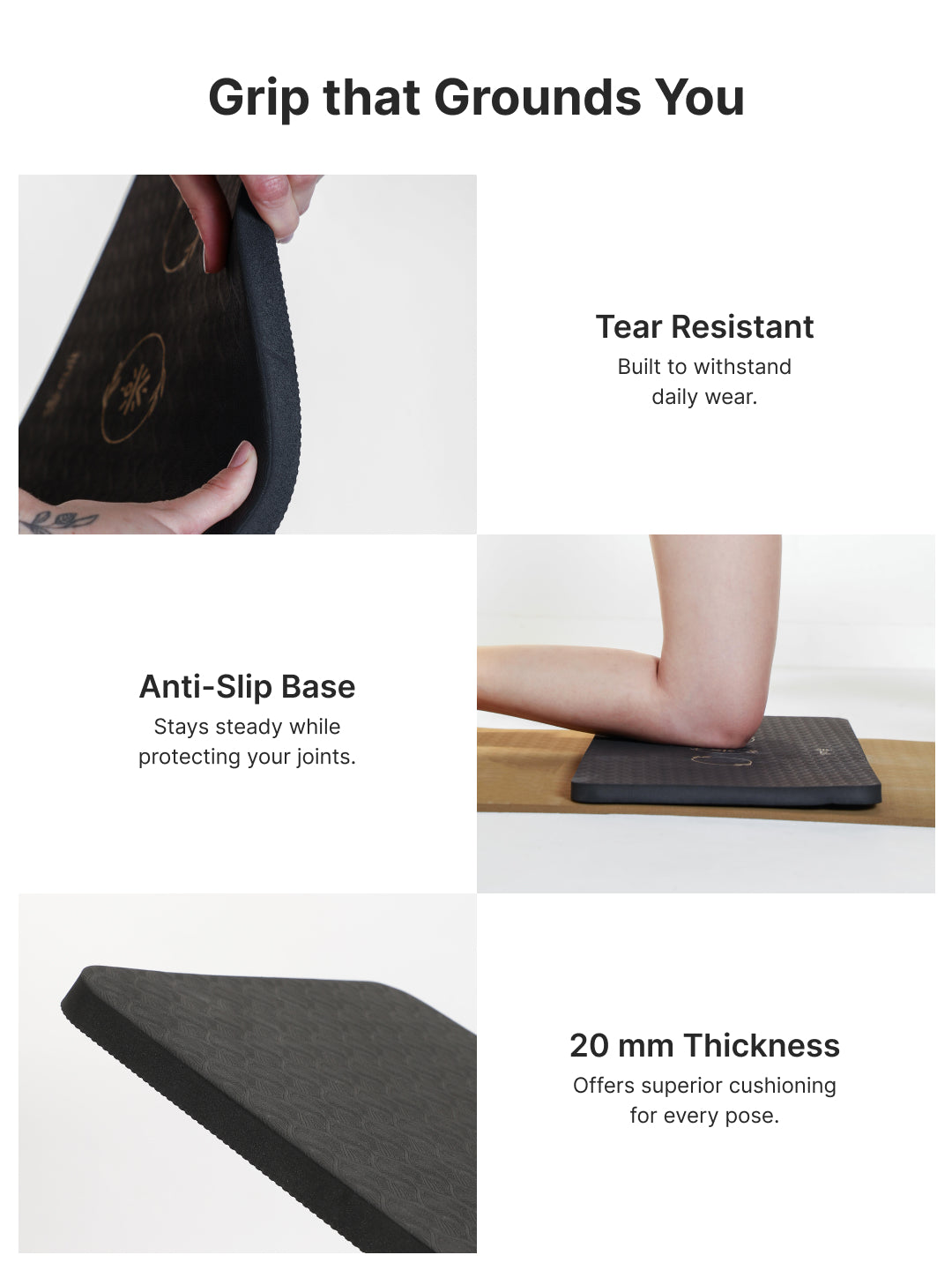 Pack of 2 EVA Yoga Knee Pads 20mm Black – Non-Toxic, Anti-Skid & Durable