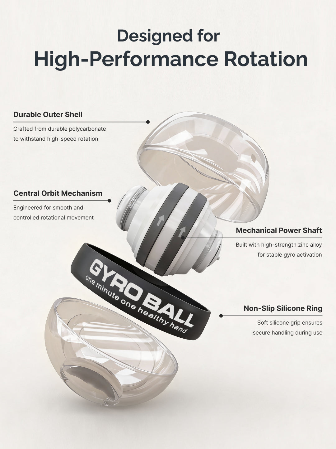 cult Gyro Ball Wrist & Forearm Strengthener Variable Resistance Grip Trainer (Up to 60 kg) with Carry Case