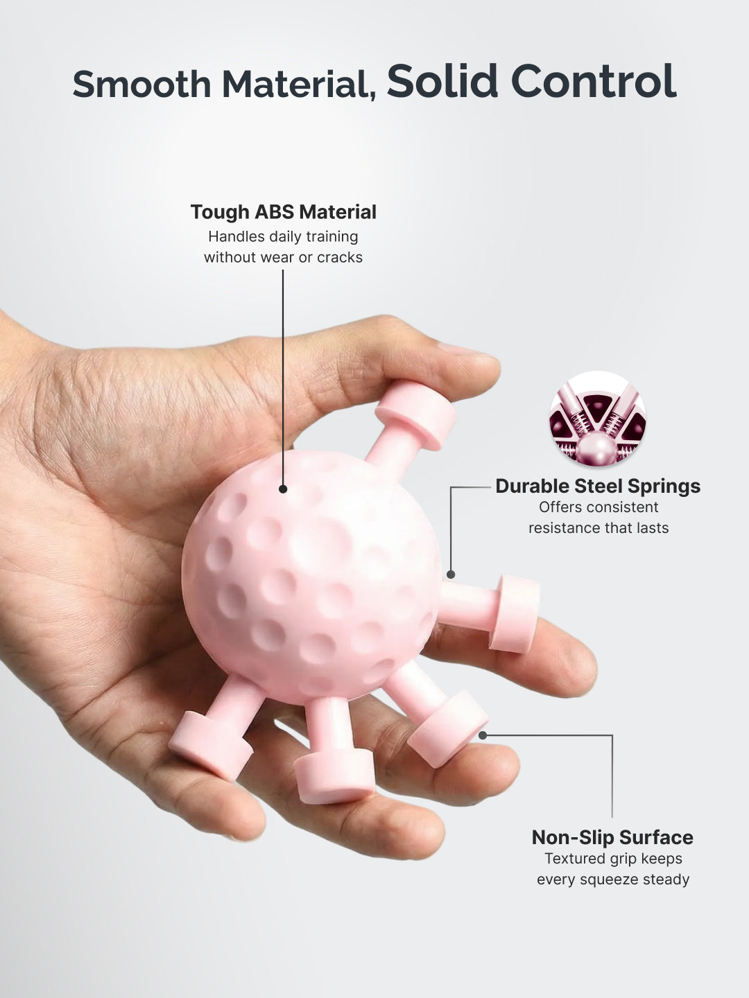 CULT Round Hand Gripper 25–30kg Resistance – Portable ABS Grip Strengthener for Forearm, Wrist & Finger Training Pink