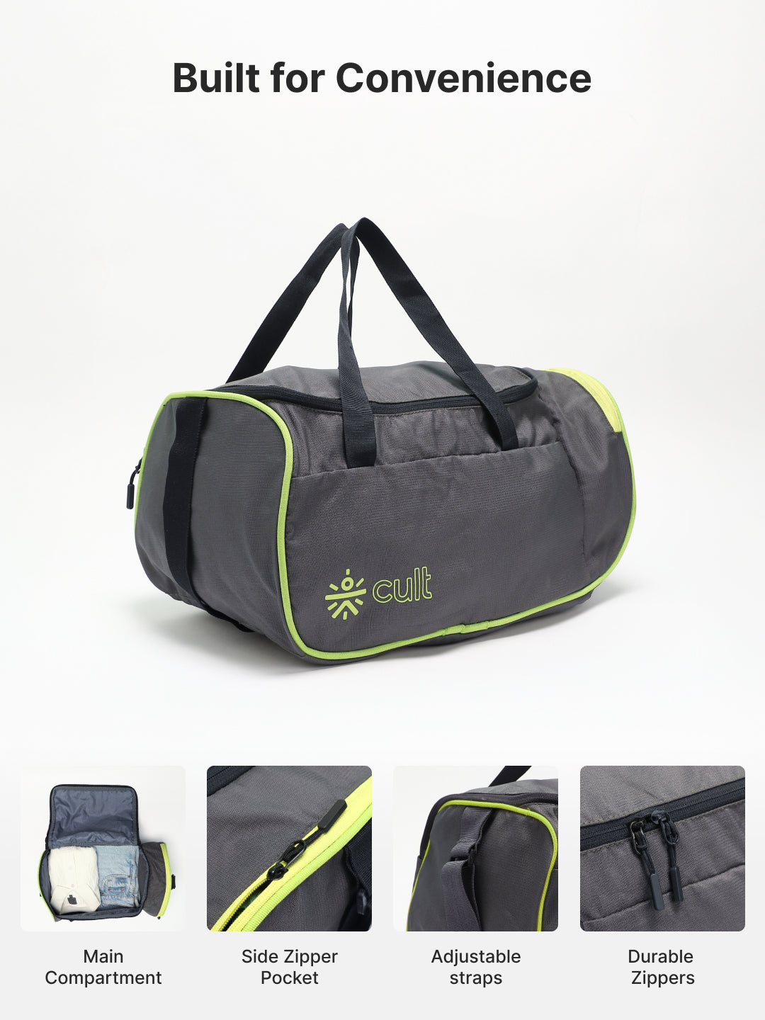 Foldable Duffle Bag 25L with Adjustable Strap Olive