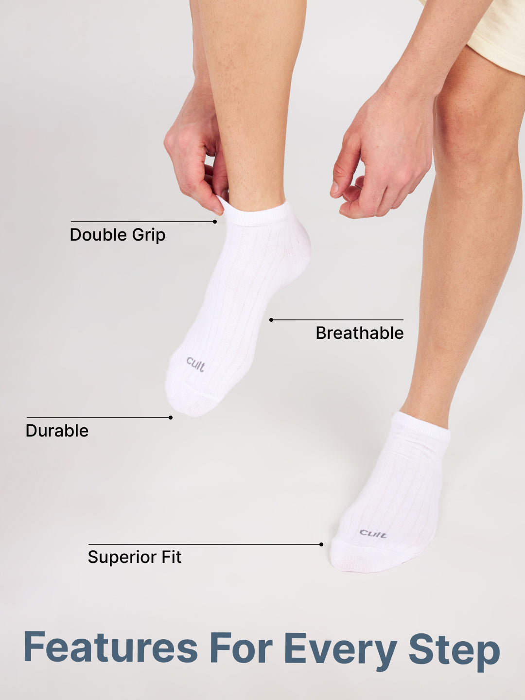 Sports Low Ankle Pack of 5 Navy,White,Grey,Powder Blue & Black Men's Cotton Socks