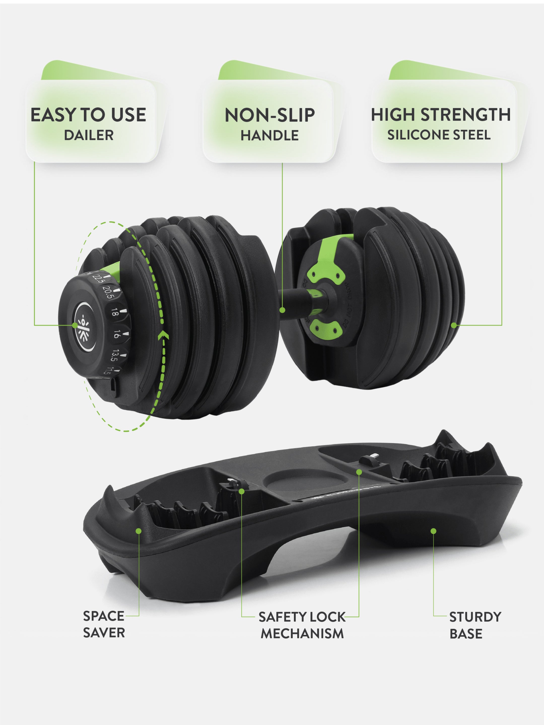 24 kg Compact Adjustable Dumbbell (2.5kg to 24kg), Easy Weight Change: 15-in-1 (1 piece) (6 Months extended Warranty only on Cultsport.com)