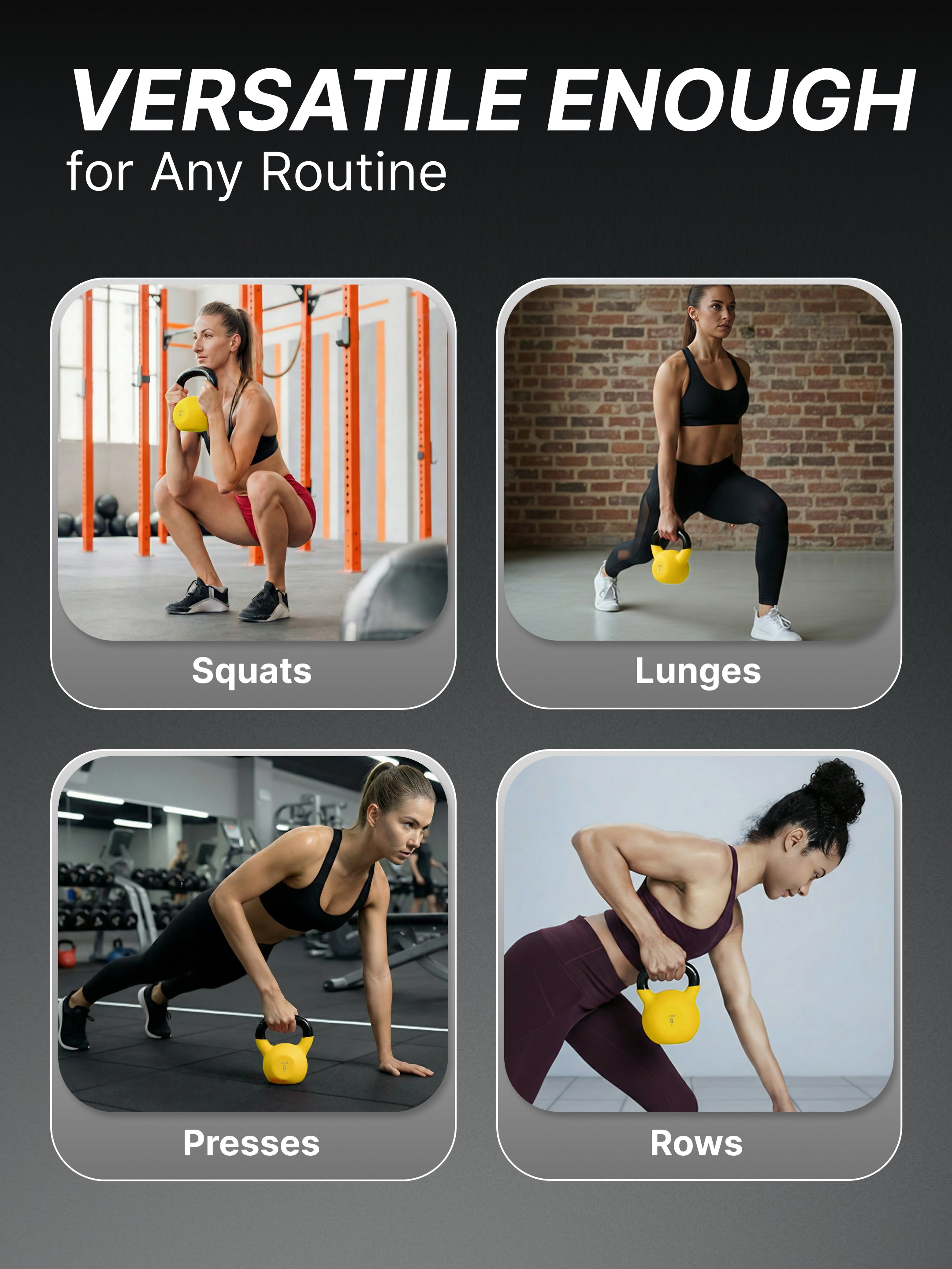 Cult 6kg Neoprene Anti-Slip Grip Colored Kettlebell for Home Workout - Yellow