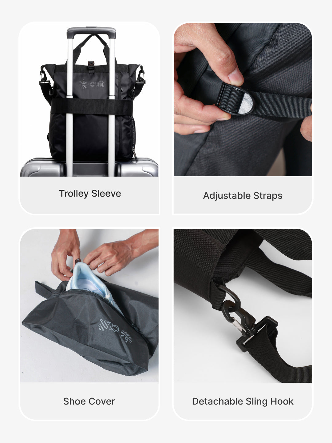 Work to Play Laptop Backpack 35L - Water-Repellent, Multi-Functional Bag with Trolley Sleeve & Shoe Cover Black