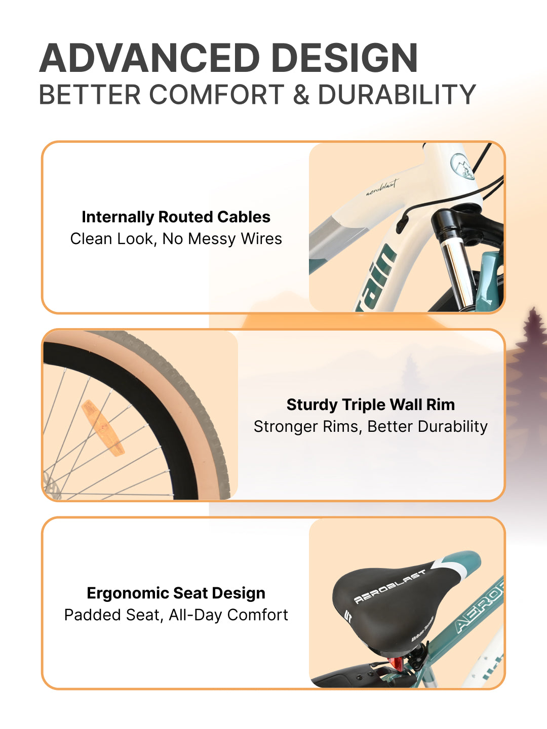 Aeroblast Mountain Bike Alloy Frame 21 Speed Cycle 29 inch With Front Suspension, Triple Wall Rim and Dual Disc Brakes, Ideal For 5.6 ft to 6 ft & above, 15+ Years, Unisex (WhiteBlue)