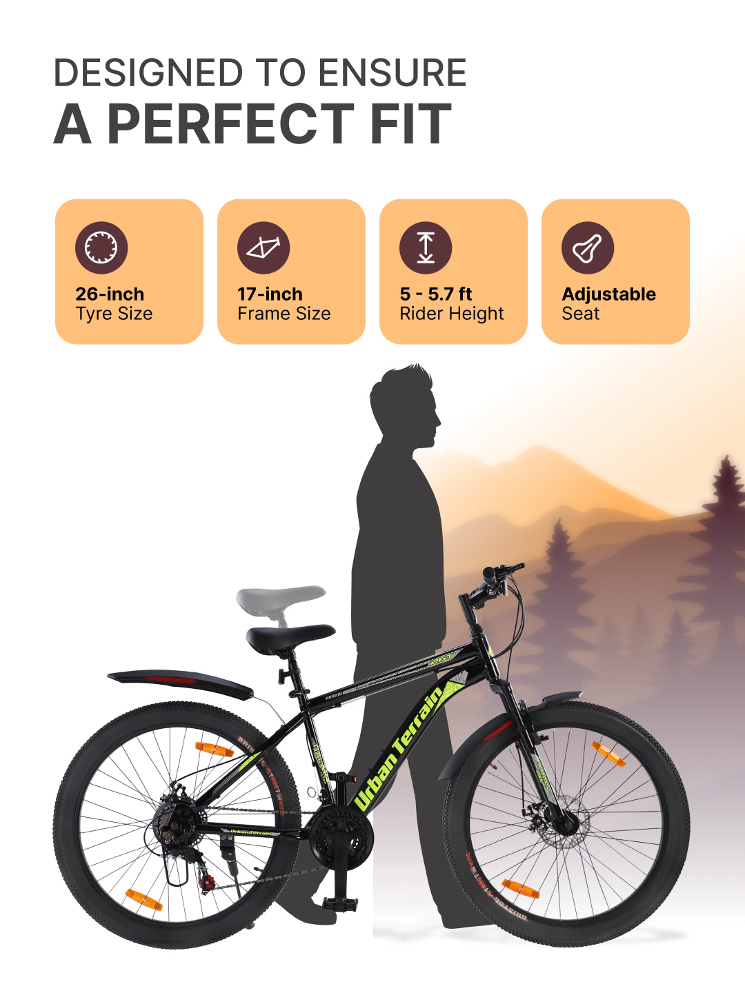 Galaxy Ultra Mountain Bike Steel 21 Speed Cycle 26 inch Tyre, Green With Front Suspension, Single Wall Rim and Dual Disc Brakes Ideal For 5 ft to 5.7 ft