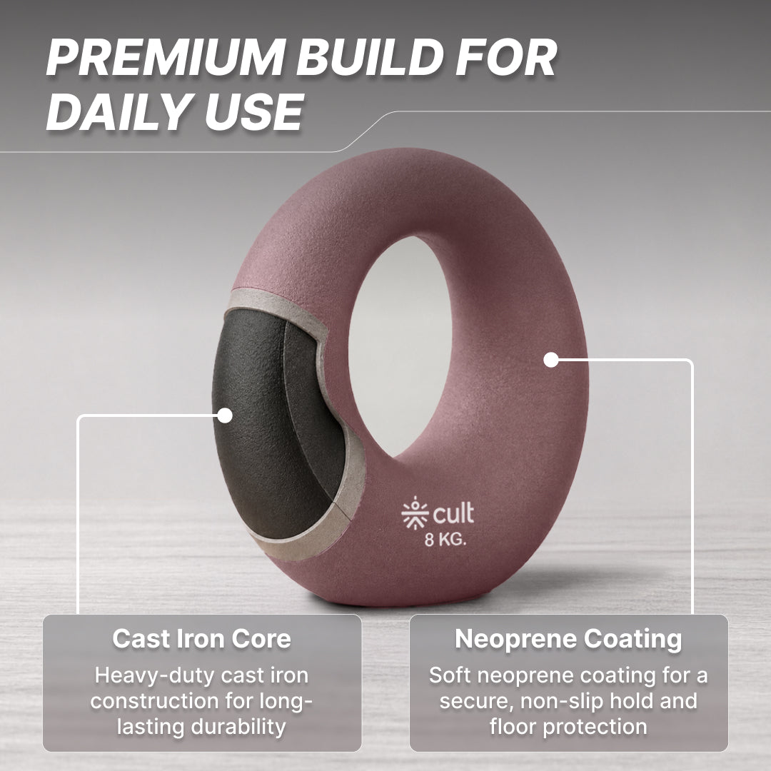 Cult Moon Kettlebell 8 Kg with Neoprene Coating, Cast Iron Core, Wide Handle & Stable Base for Strength Training & Home Workouts