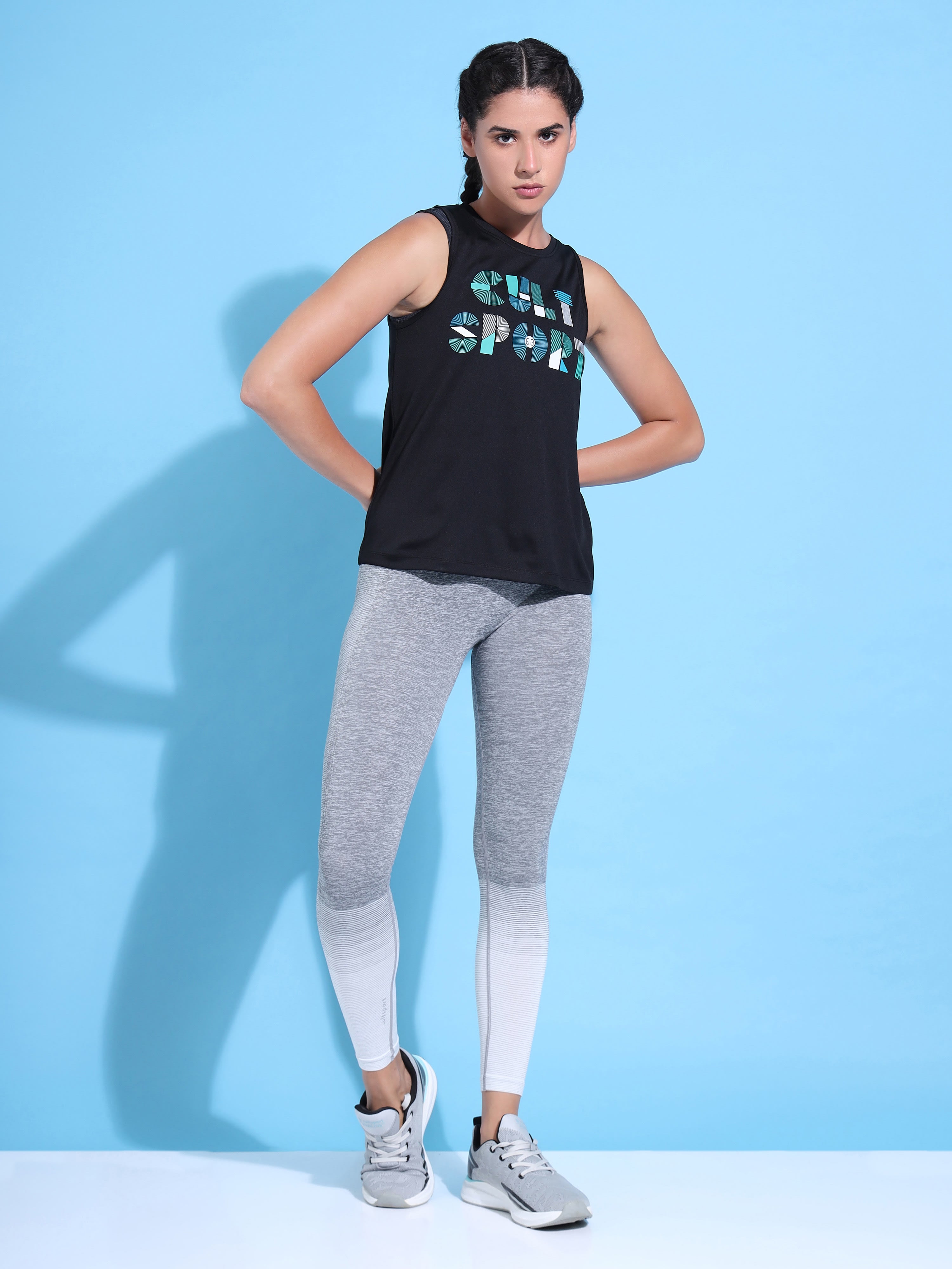 Graphic Print Cropped Gym T-shirt