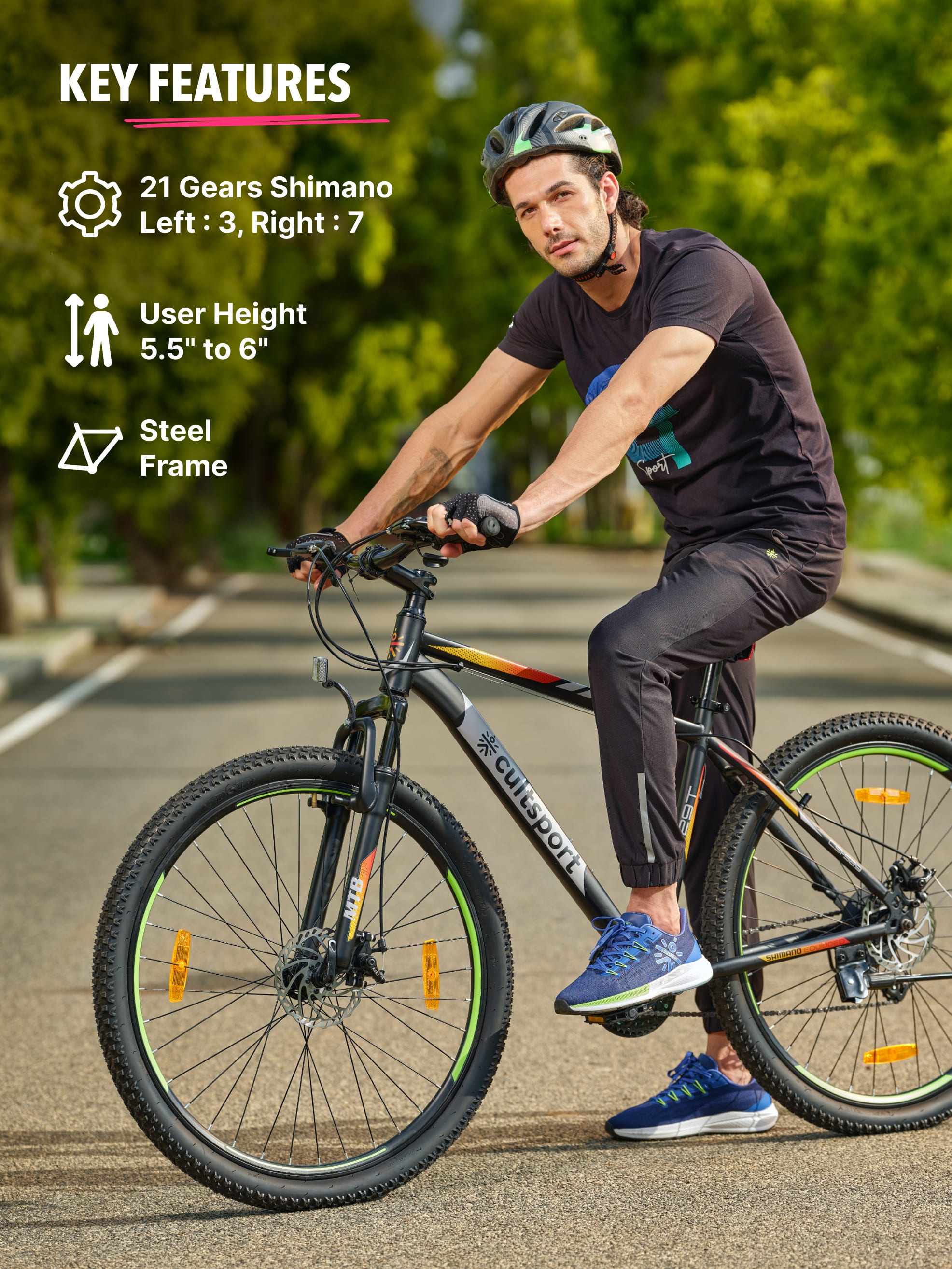 Hemis Steel 21 Speed Shimano Gear 29 inch Mountain Cycle, Dual Disc Brake, Front Suspension, Double Wall Rim, Black, Free Trainer Sessions, Cycling Event