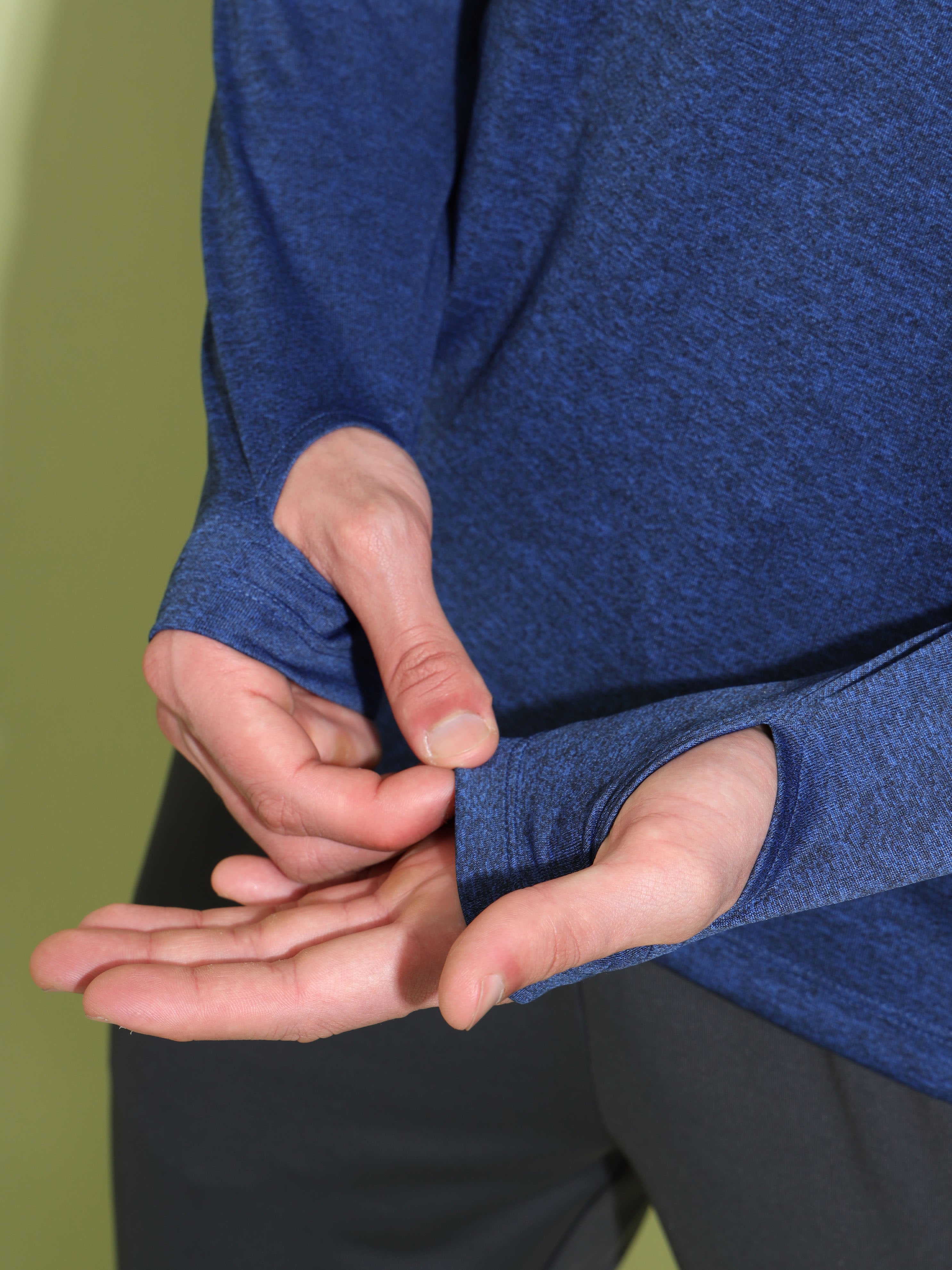 Melange High Neck T-shirt with Thumbholes