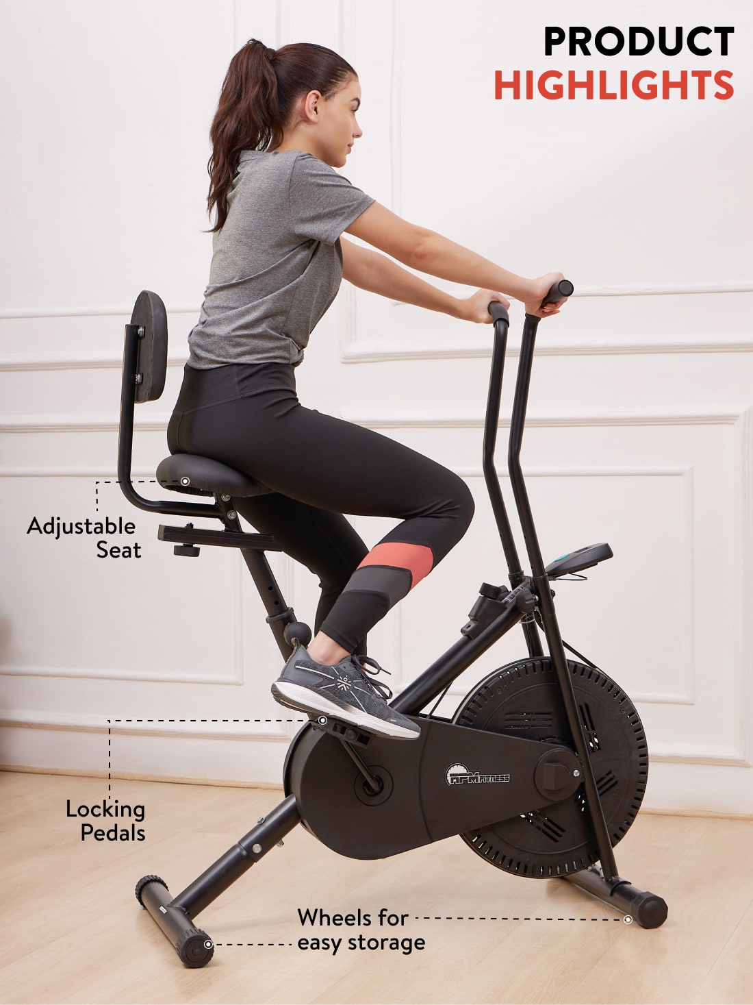 RPM1001 with Backrest & Upright Stationary Exercise Bike (6 Months extended Warranty only on Cultsport.com)